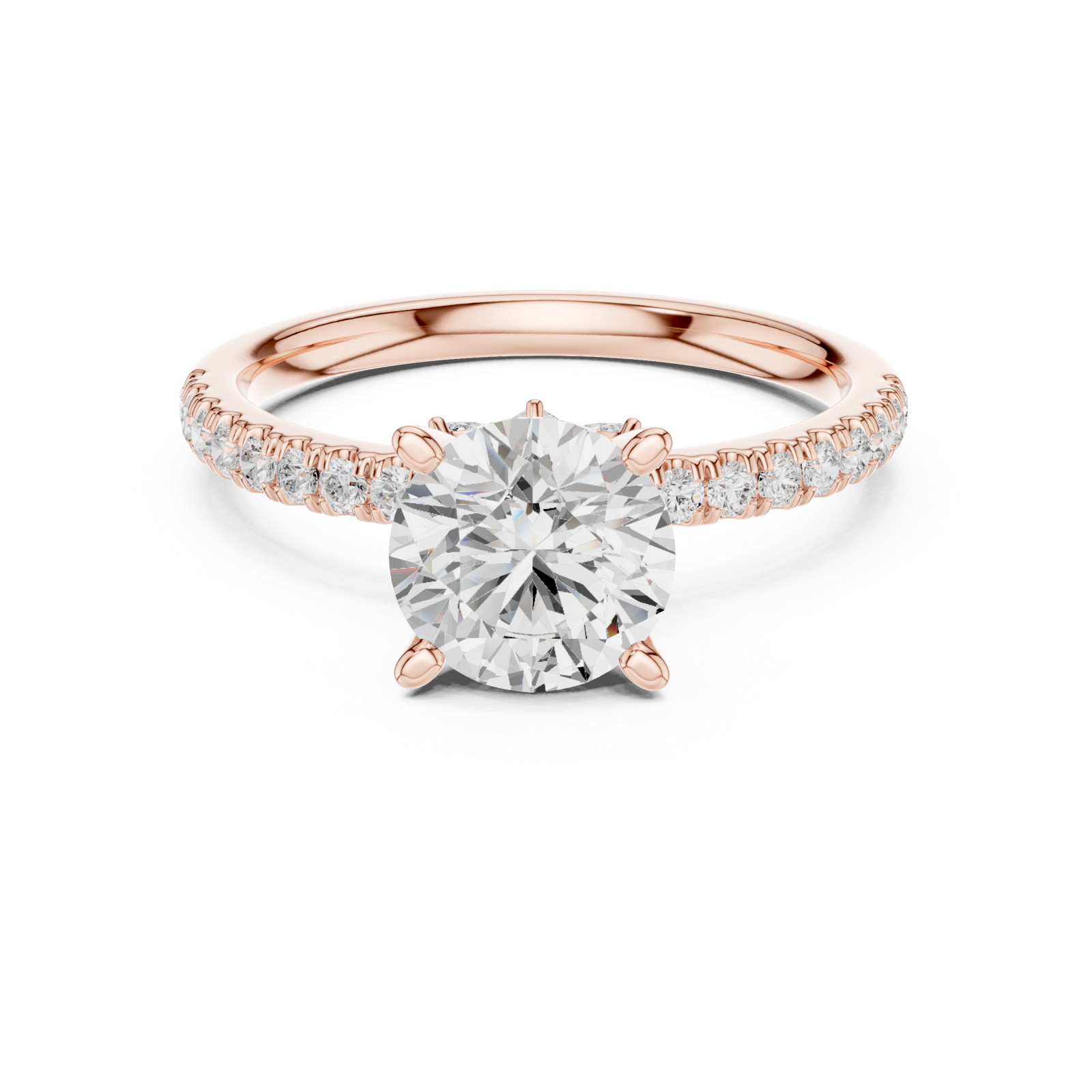  Rose Gold Solstice Whisper Band Engagement Ring Front View
