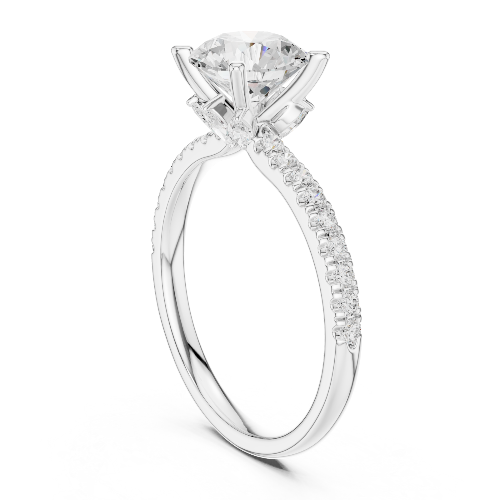  White Gold Solstice Whisper Band Engagement Ring Left View
