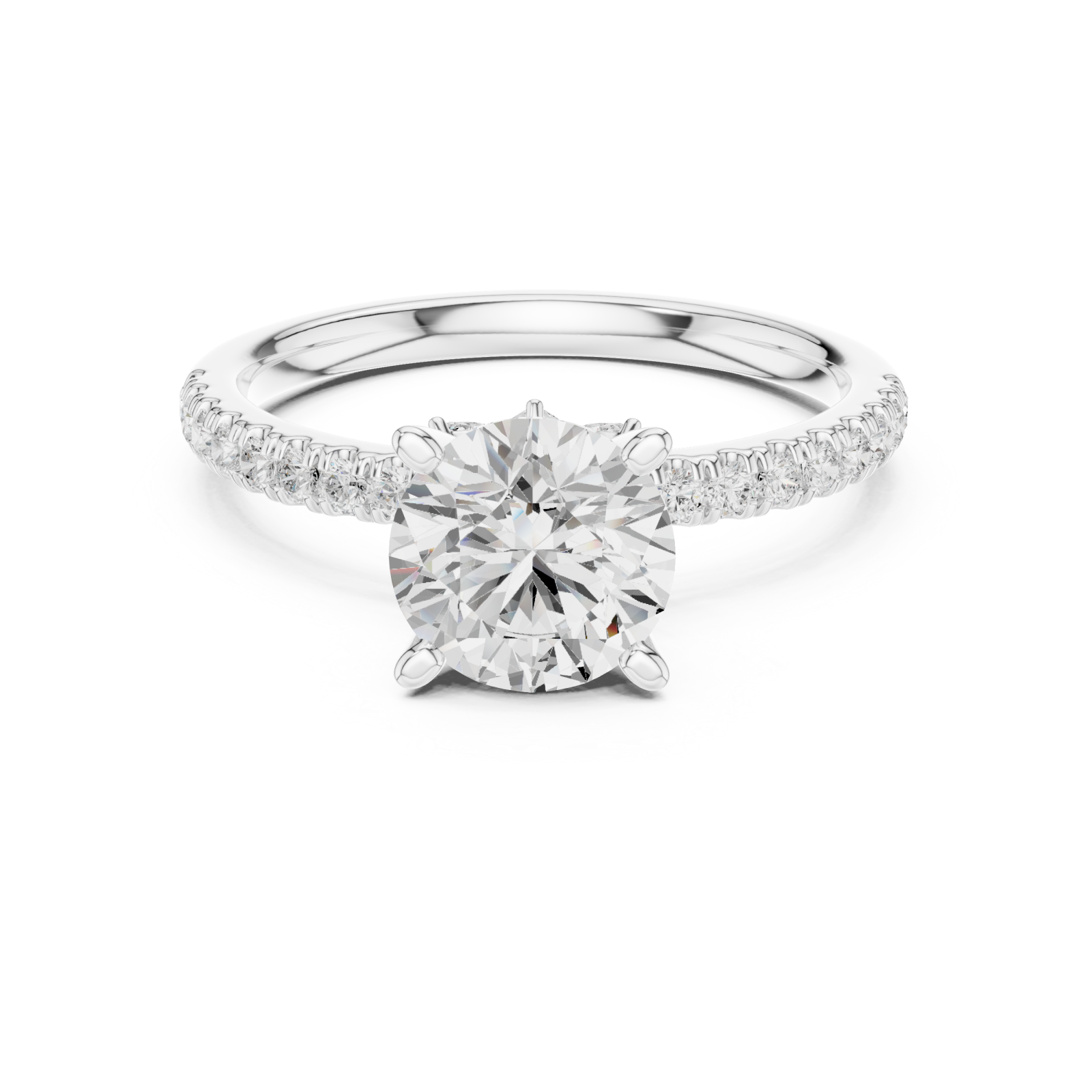  White Gold Solstice Whisper Band Engagement Ring Front View