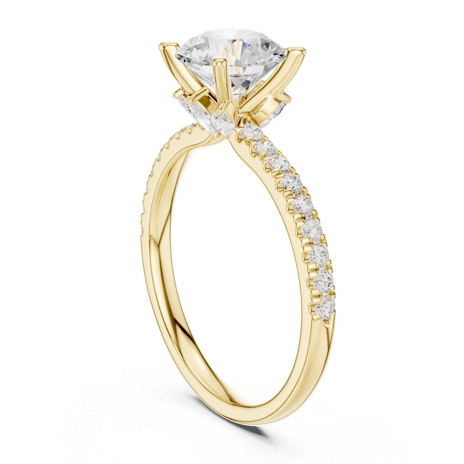  Gold Solstice Whisper Band Engagement Ring Left View