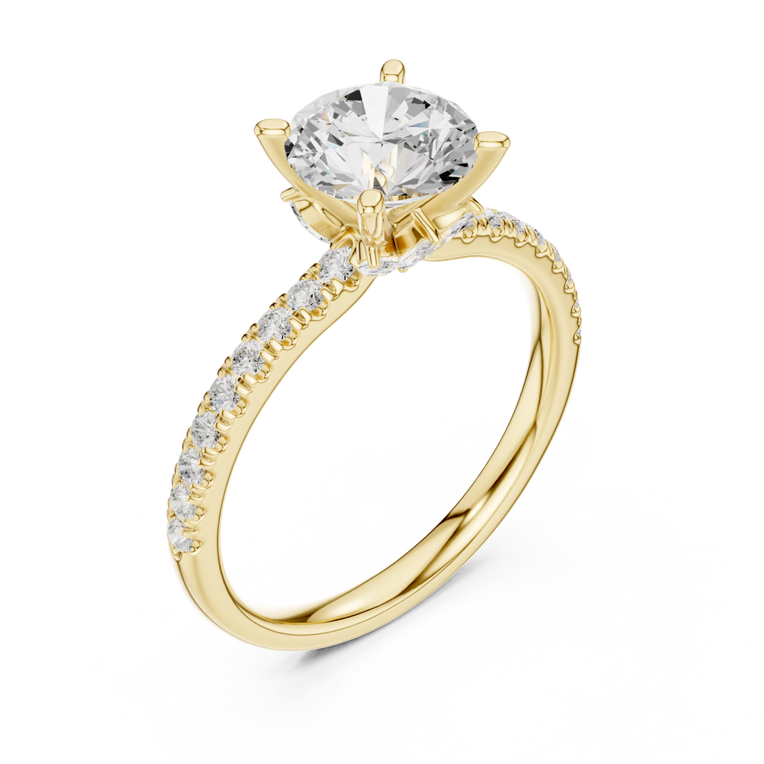 Gold Solstice Whisper Band Engagement Ring Right View