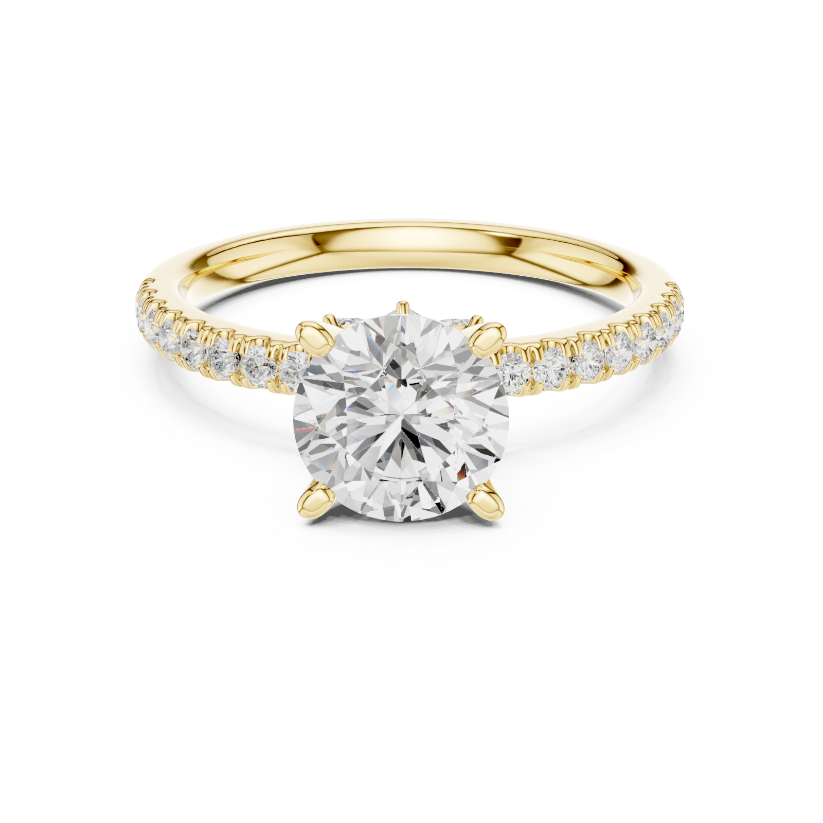  Gold Solstice Whisper Band Engagement Ring Front View
