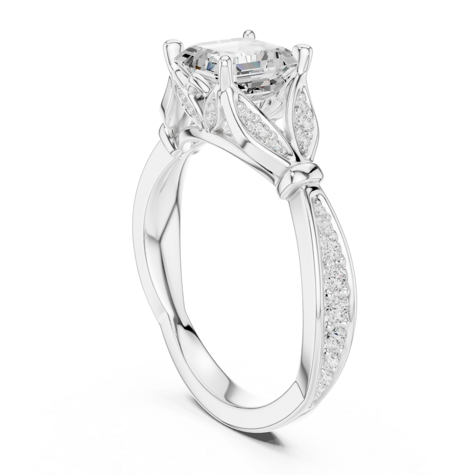  White Gold Imperial Crest Regal Ring Left View