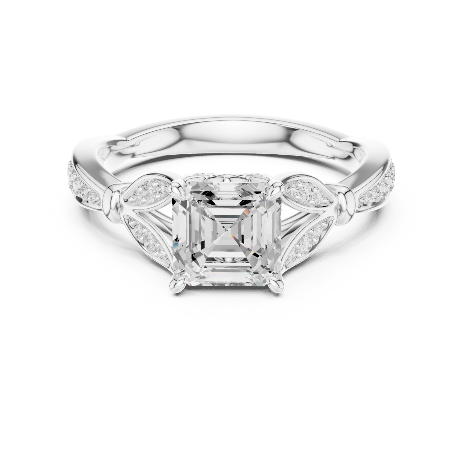  White Gold Imperial Crest Regal Ring Front View