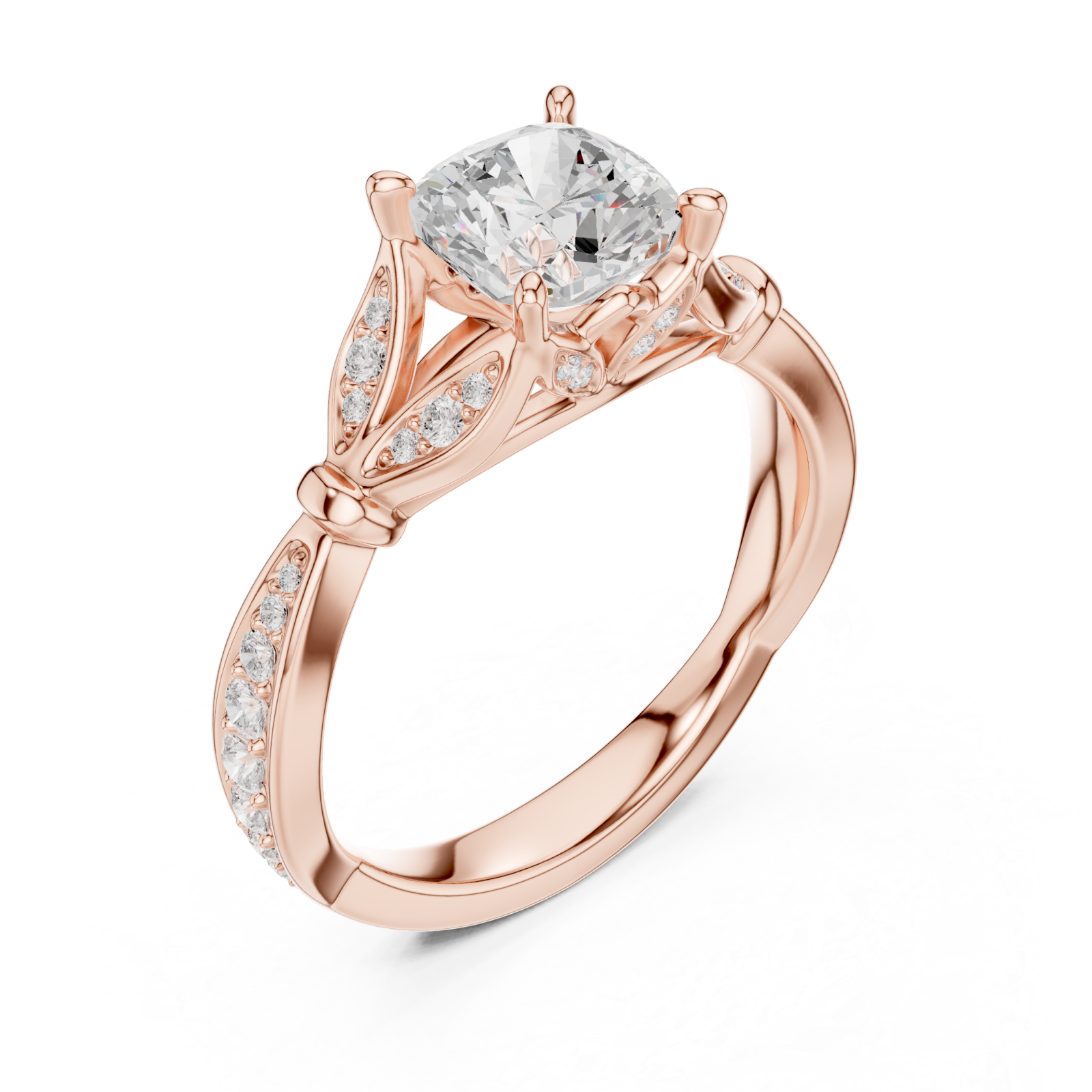  Rose Gold Forever Embrace Crown Engagement Ring Right View