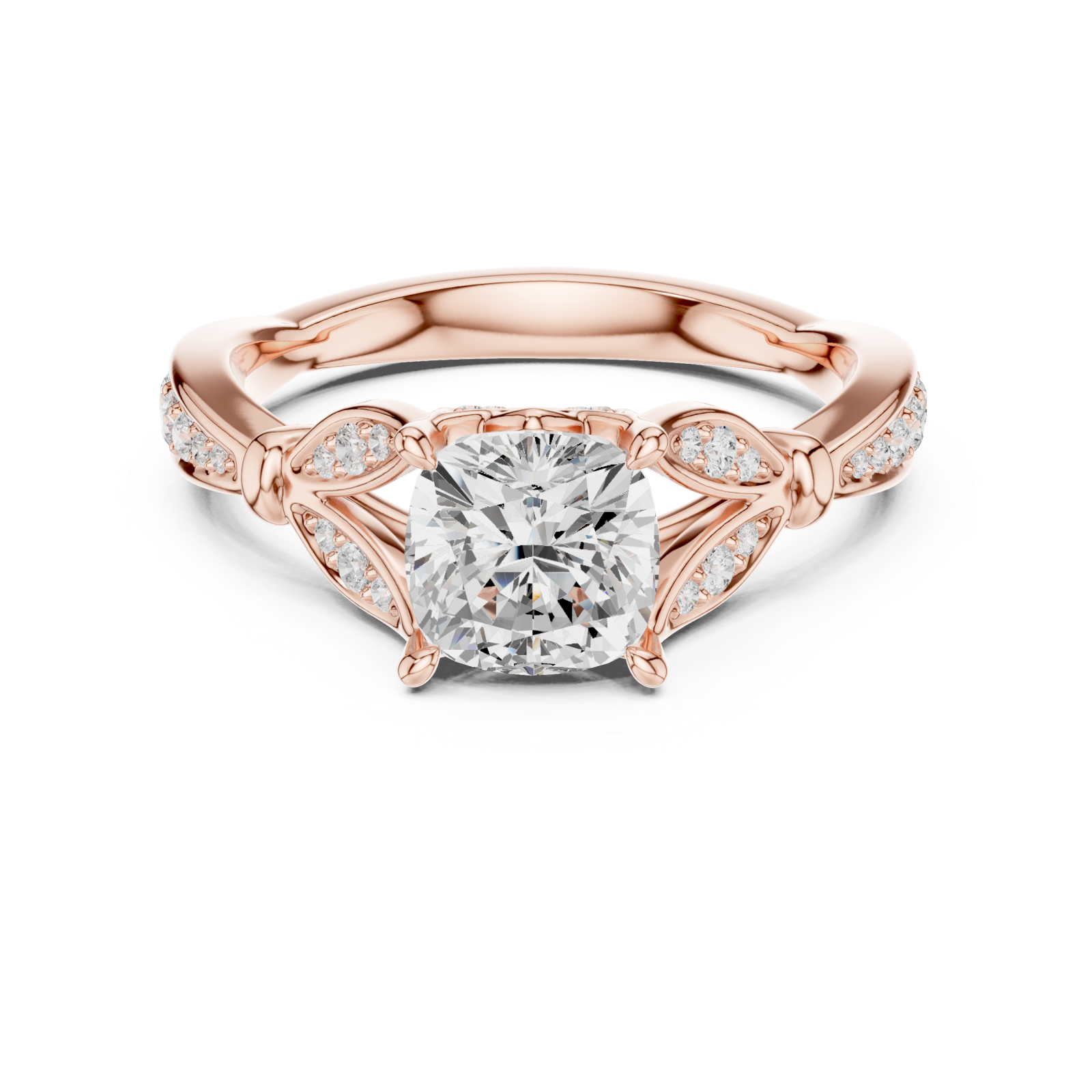  Rose Gold Forever Embrace Crown Engagement Ring Front View
