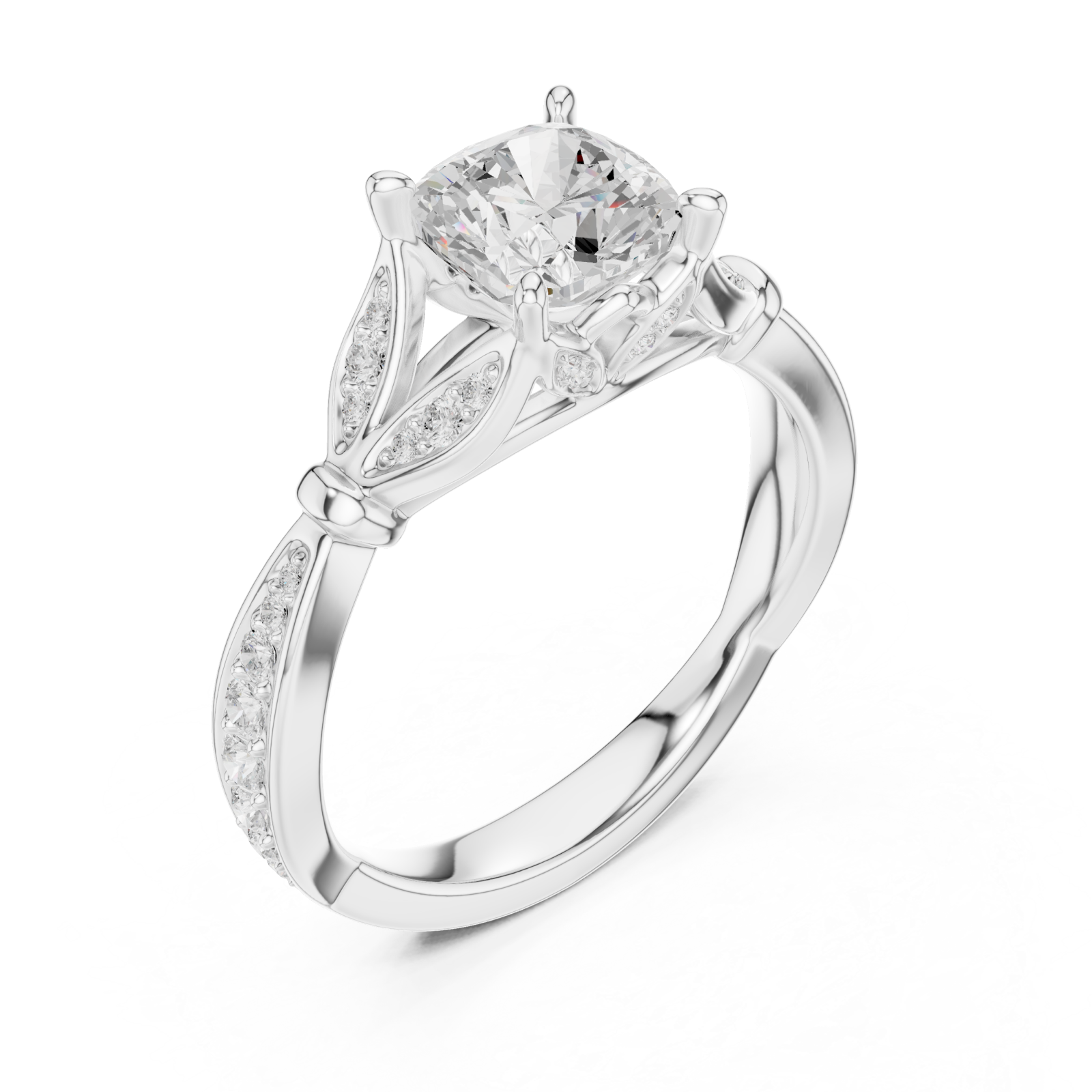  White Gold Forever Embrace Crown Engagement Ring Right View