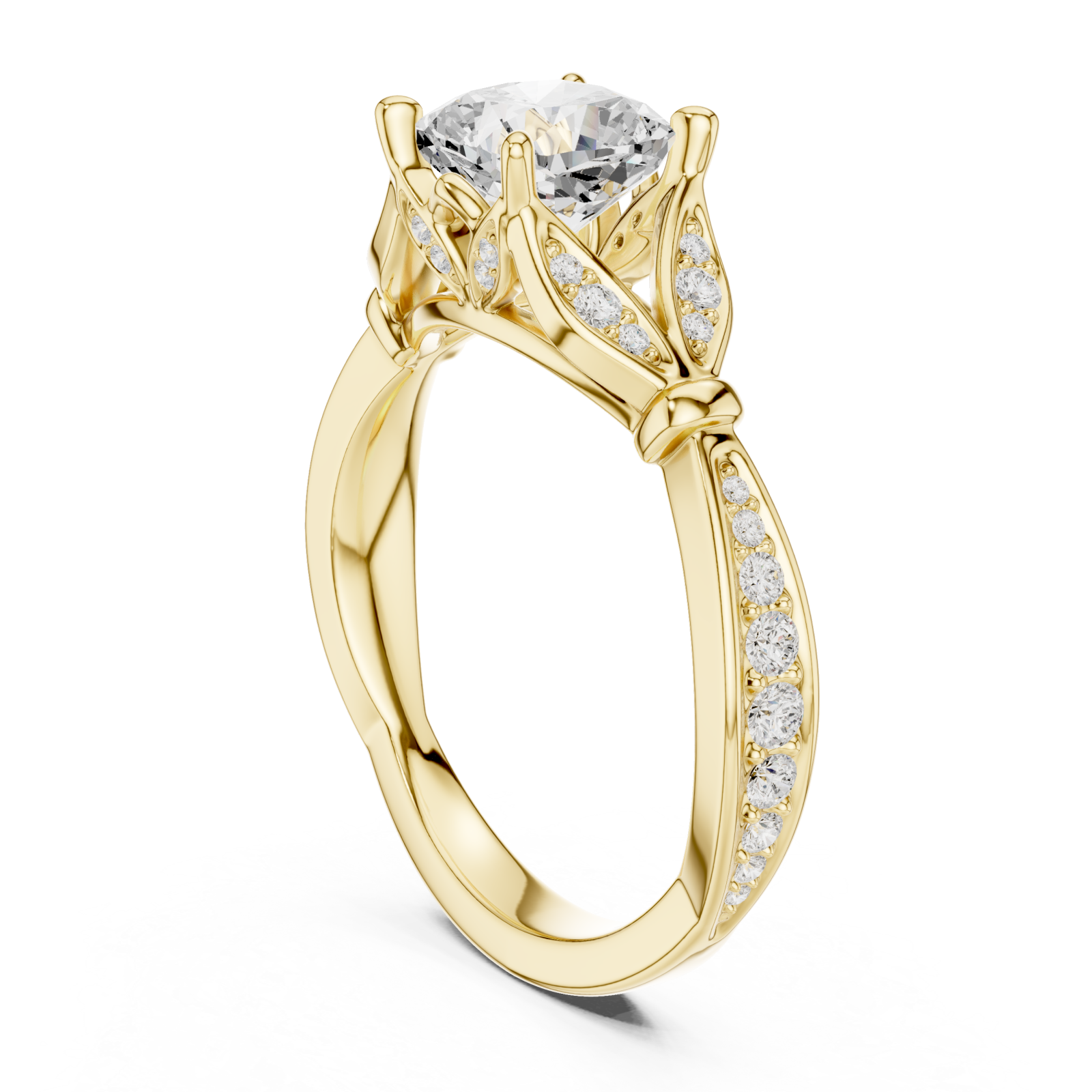  Gold Forever Embrace Crown Engagement Ring Left View