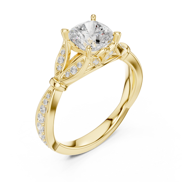 Gold Forever Embrace Crown Engagement Ring Right View