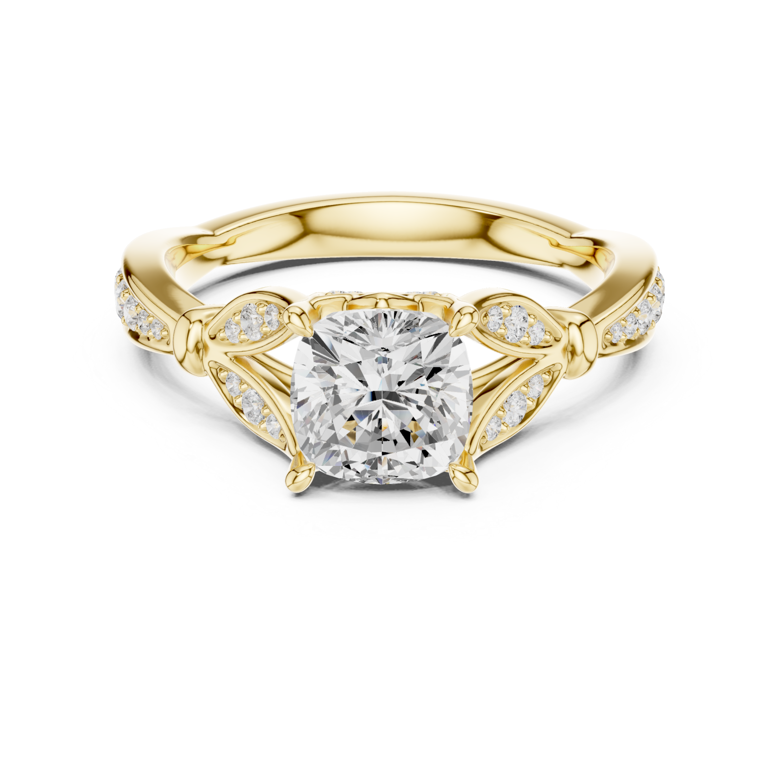  Gold Forever Embrace Crown Engagement Ring Front View
