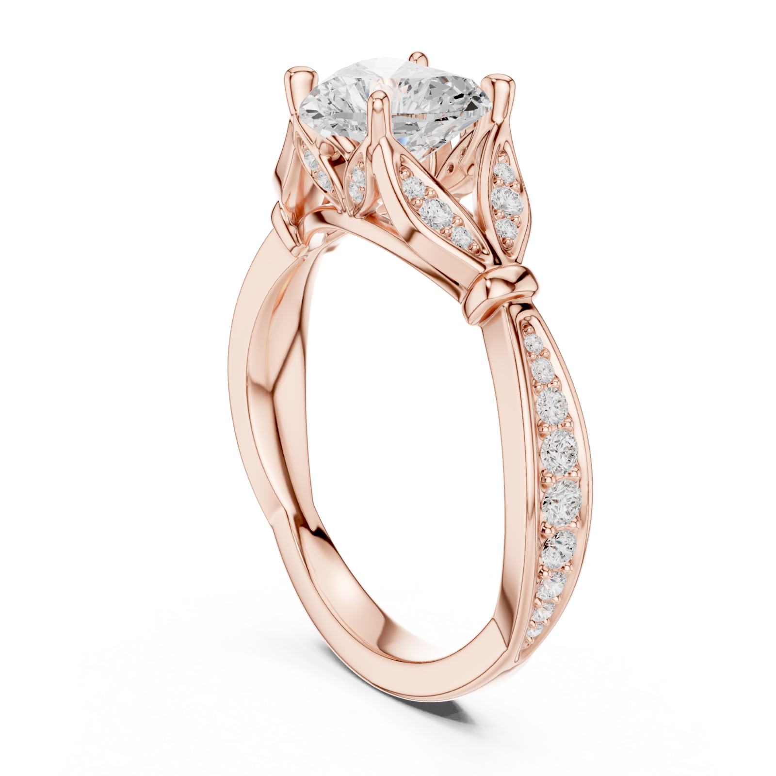  Rose Gold Celestial Petal Embrace Ring Left View