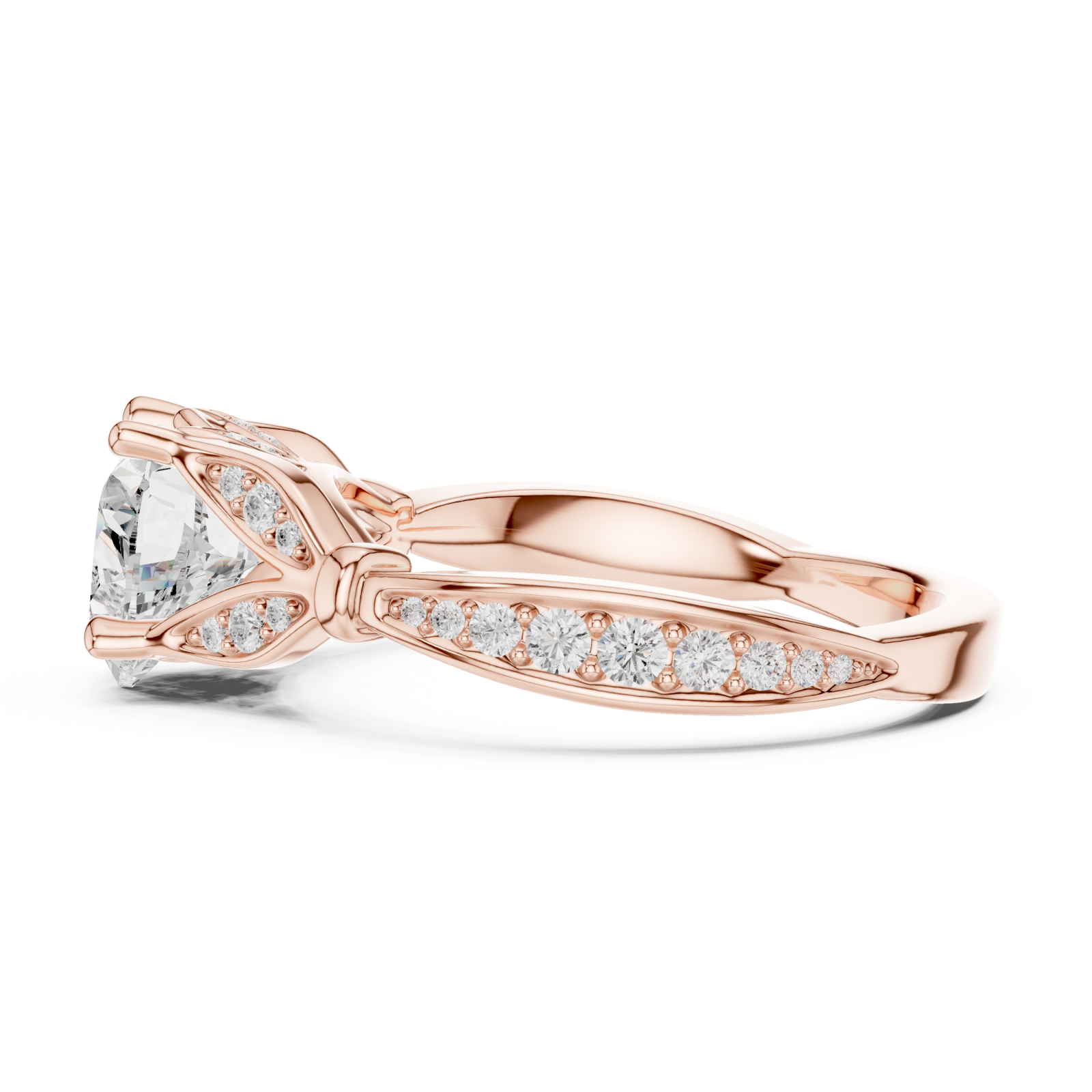  Rose Gold Celestial Petal Embrace Ring Side View