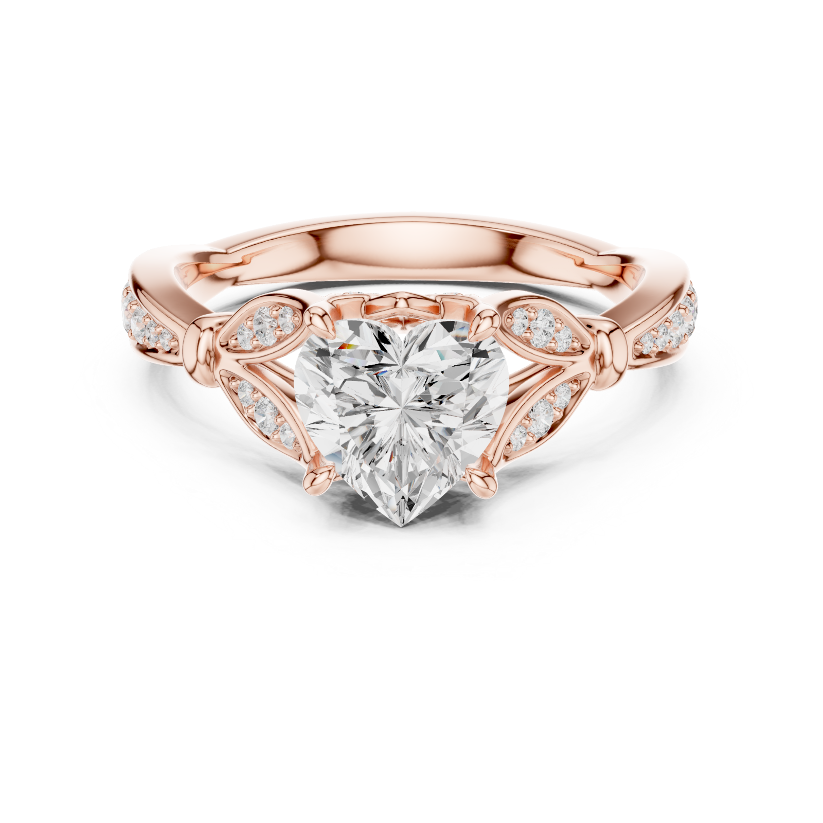  Rose Gold Celestial Petal Embrace Ring Front View