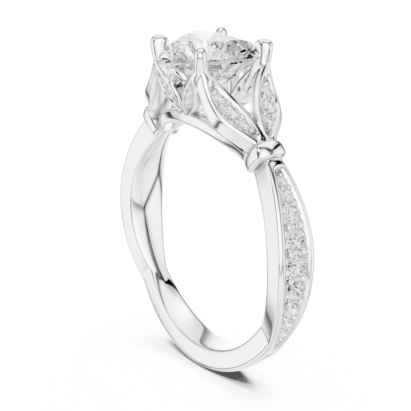  White Gold Celestial Petal Embrace Ring Left View
