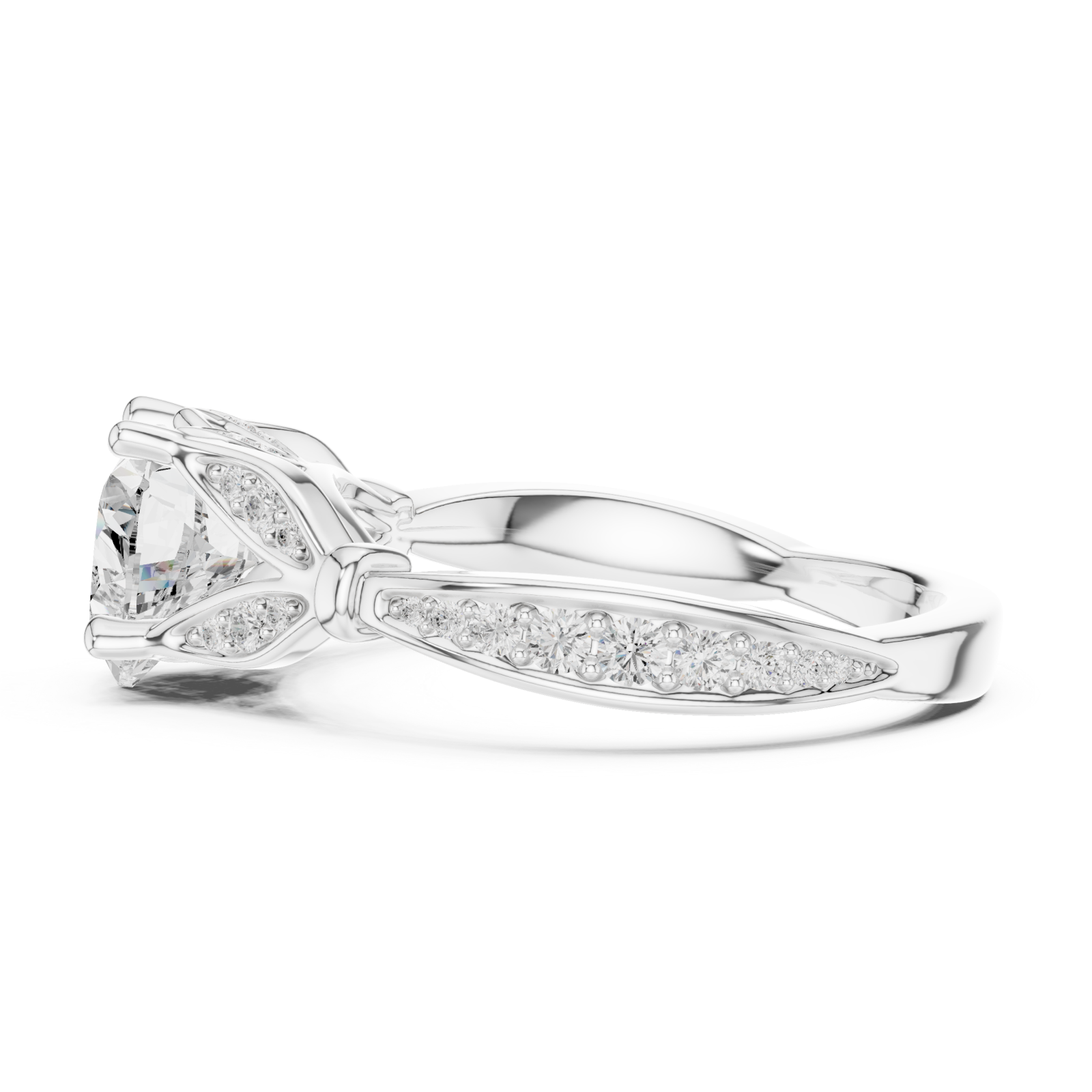  White Gold Celestial Petal Embrace Ring Side View