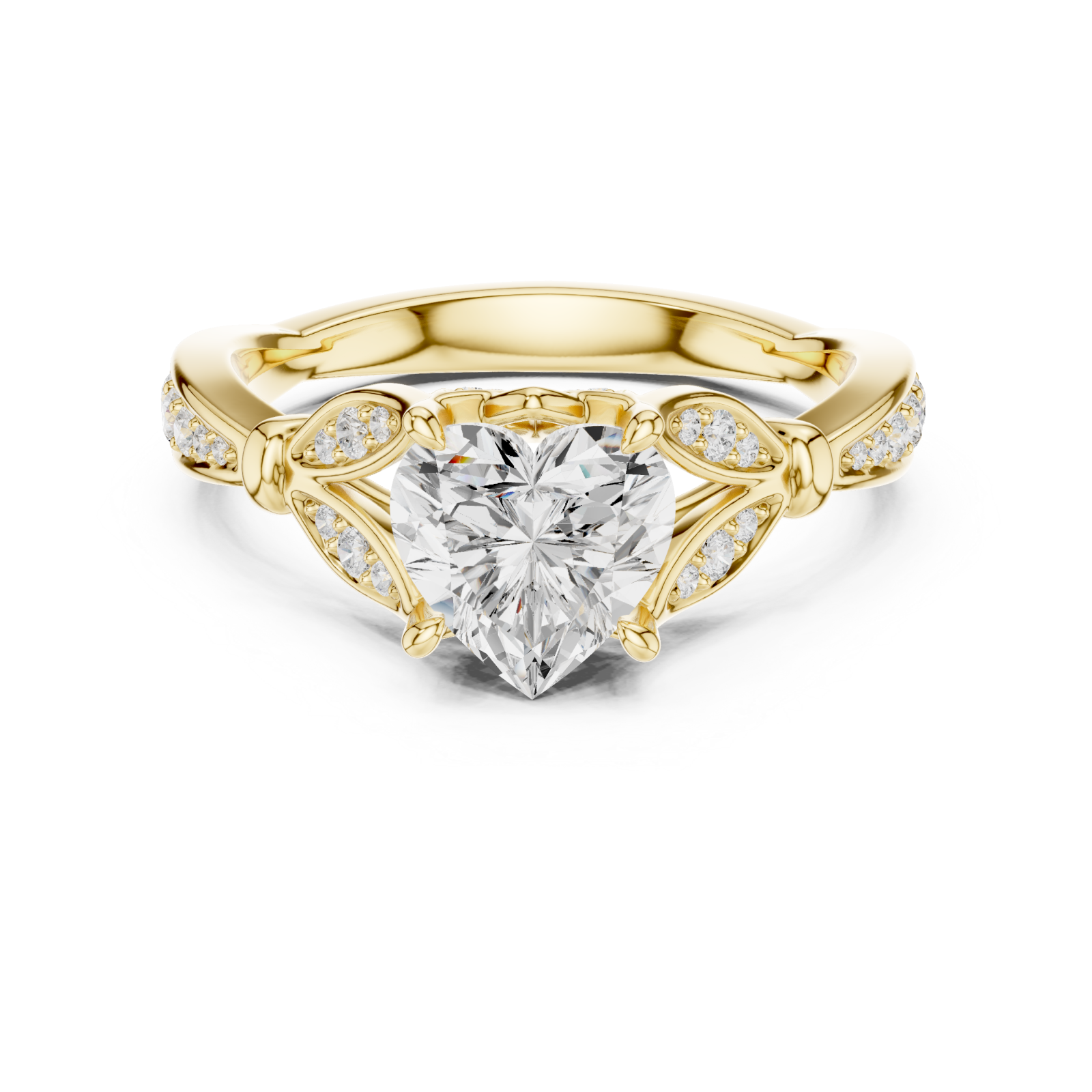  Gold Celestial Petal Embrace Ring Front View