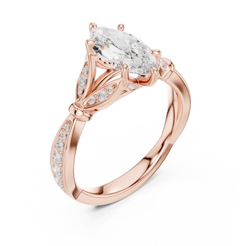  Rose Gold Graceful Splendor Marquise Halo Ring Right View