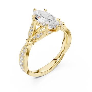 Gold Graceful Splendor Marquise Halo Ring Right View