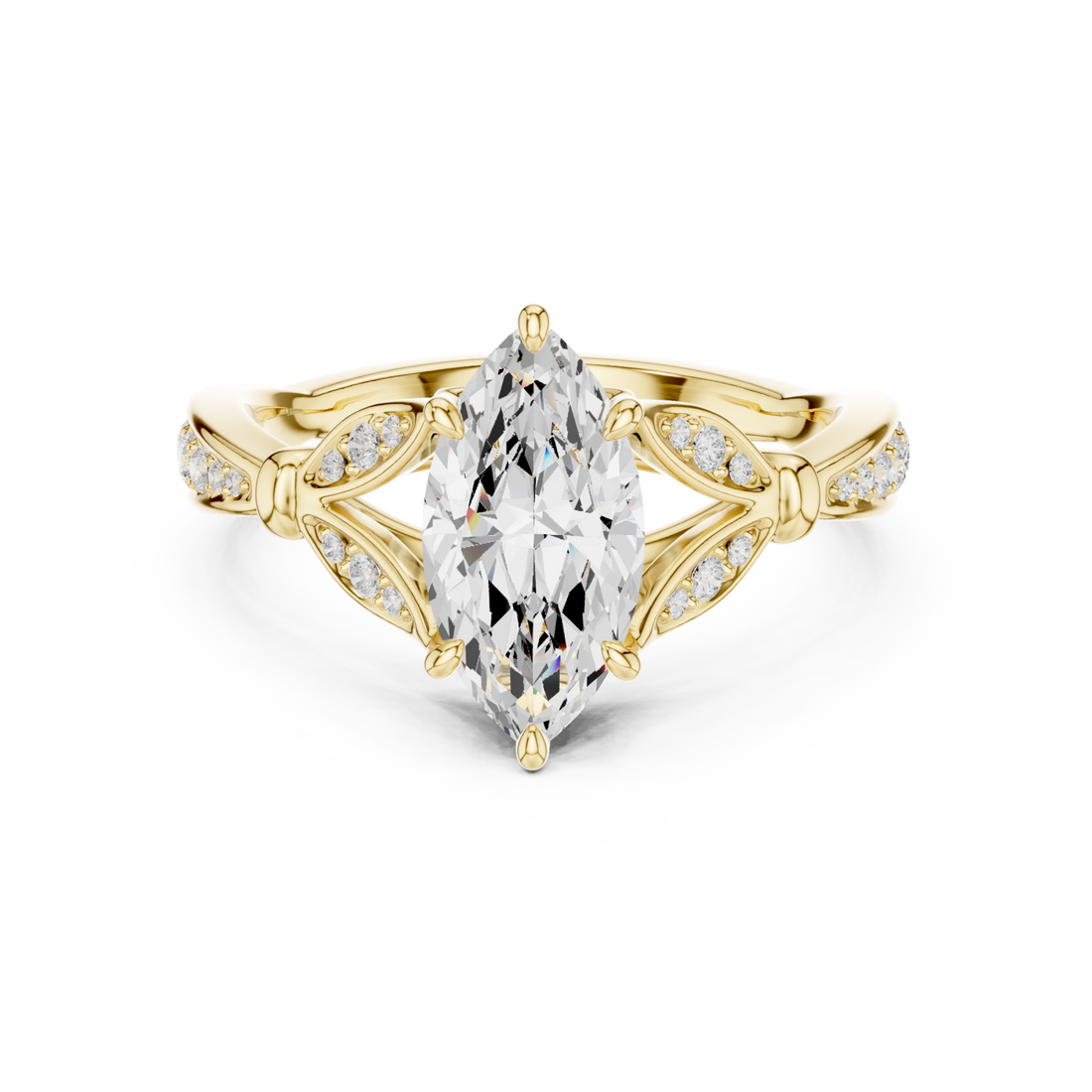 Gold Graceful Splendor Marquise Halo Ring Right View