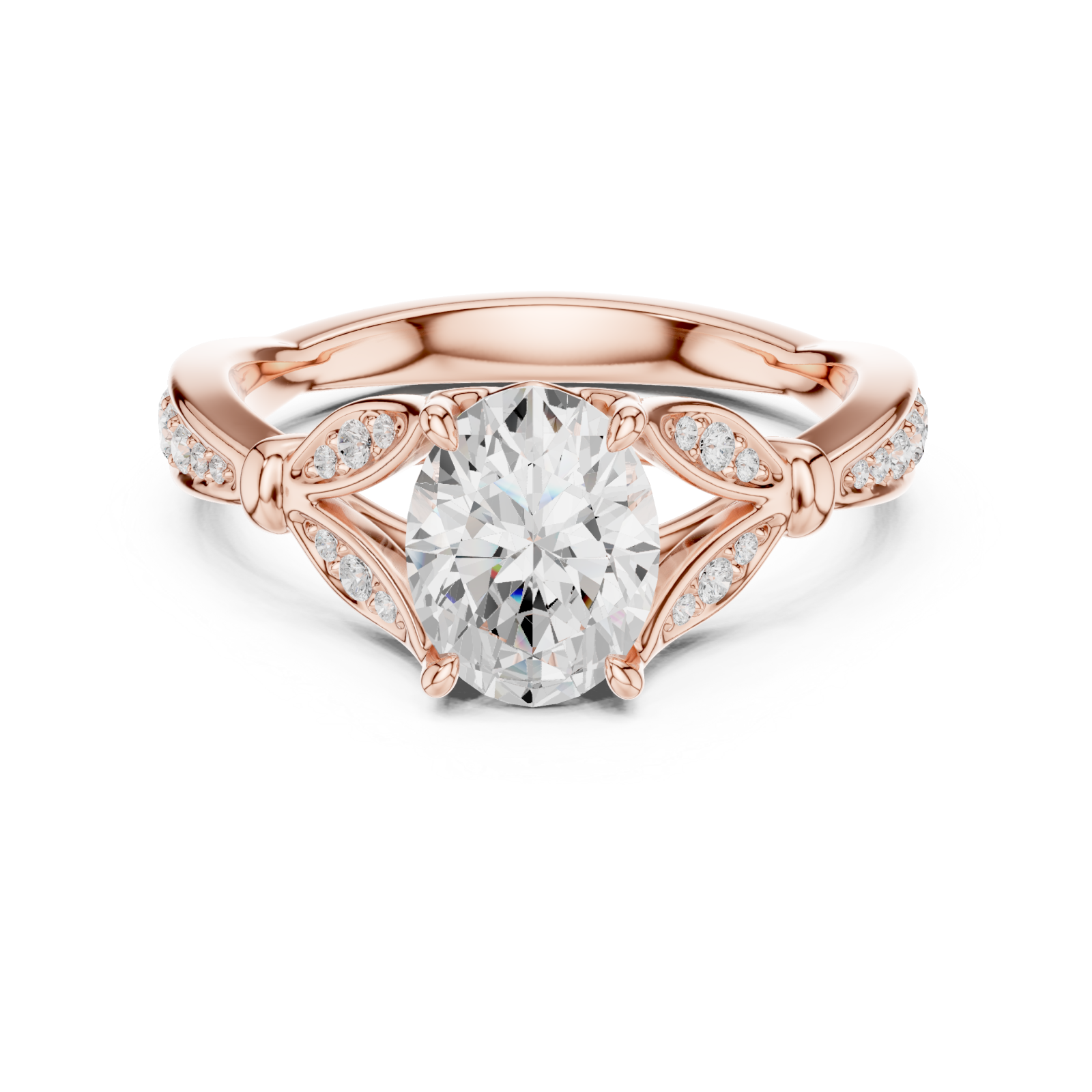  Rose Gold Royal Crest Crown Set Ring Front View