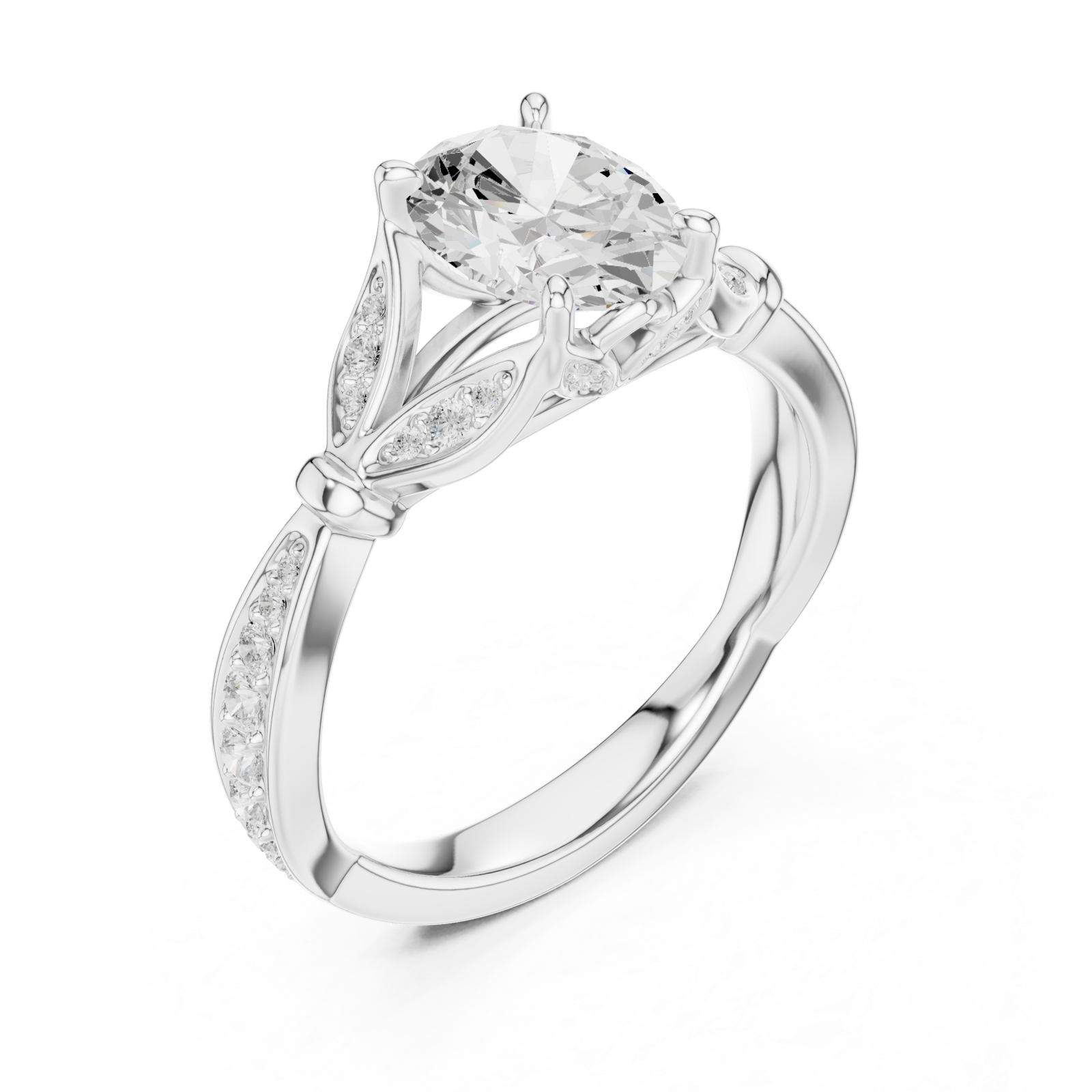  White Gold Royal Crest Crown Set Ring Right View