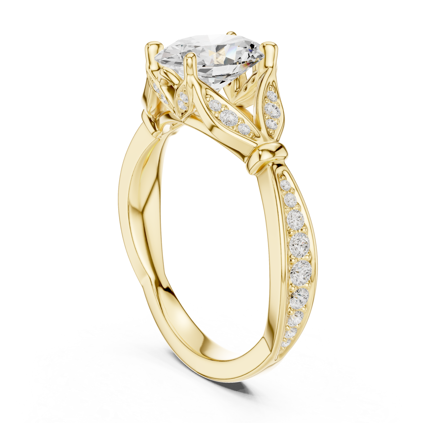  Gold Royal Crest Crown Set Ring Left View