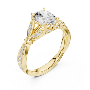 Gold Royal Crest Crown Set Ring Right View