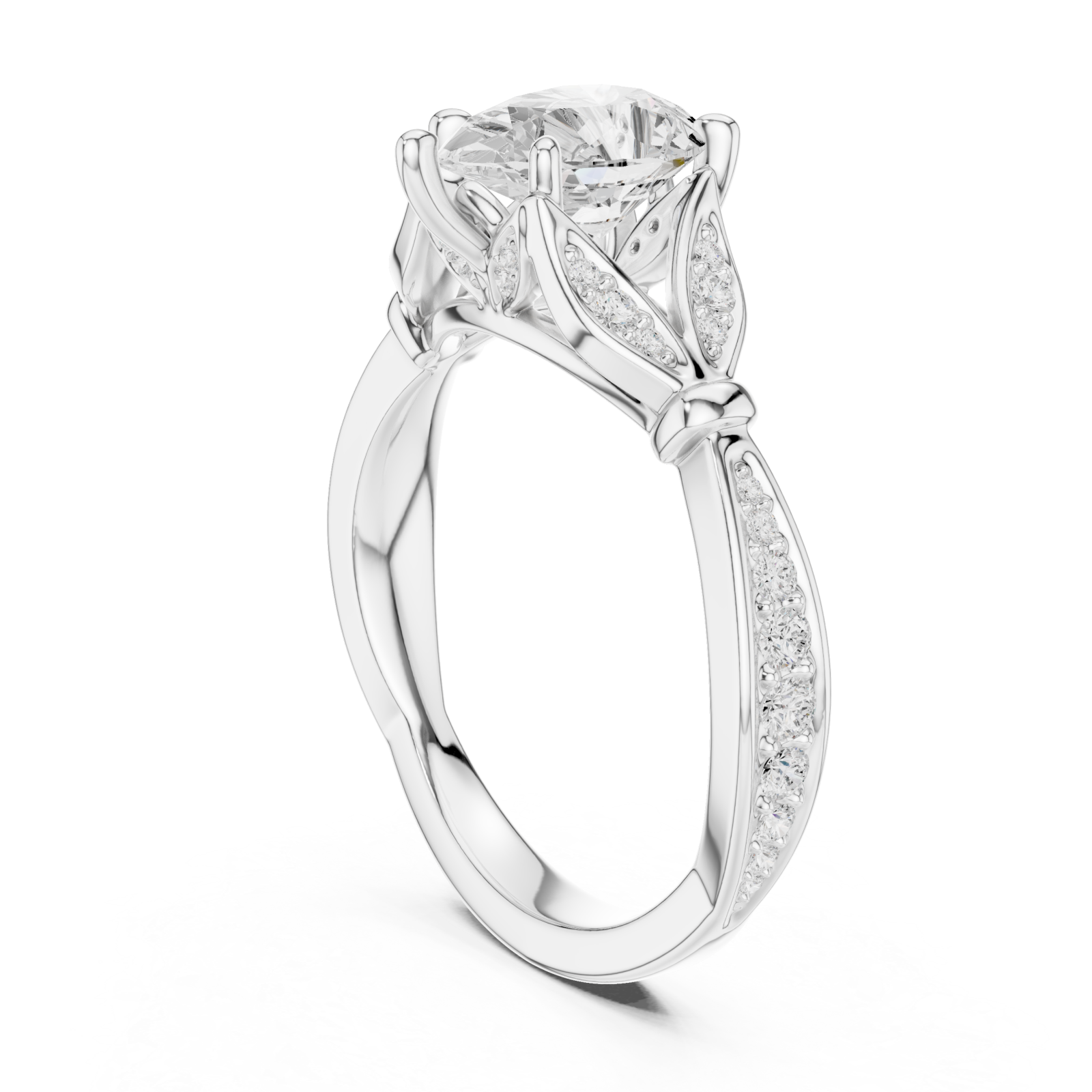  White Gold Celestial Crest Ring Left View
