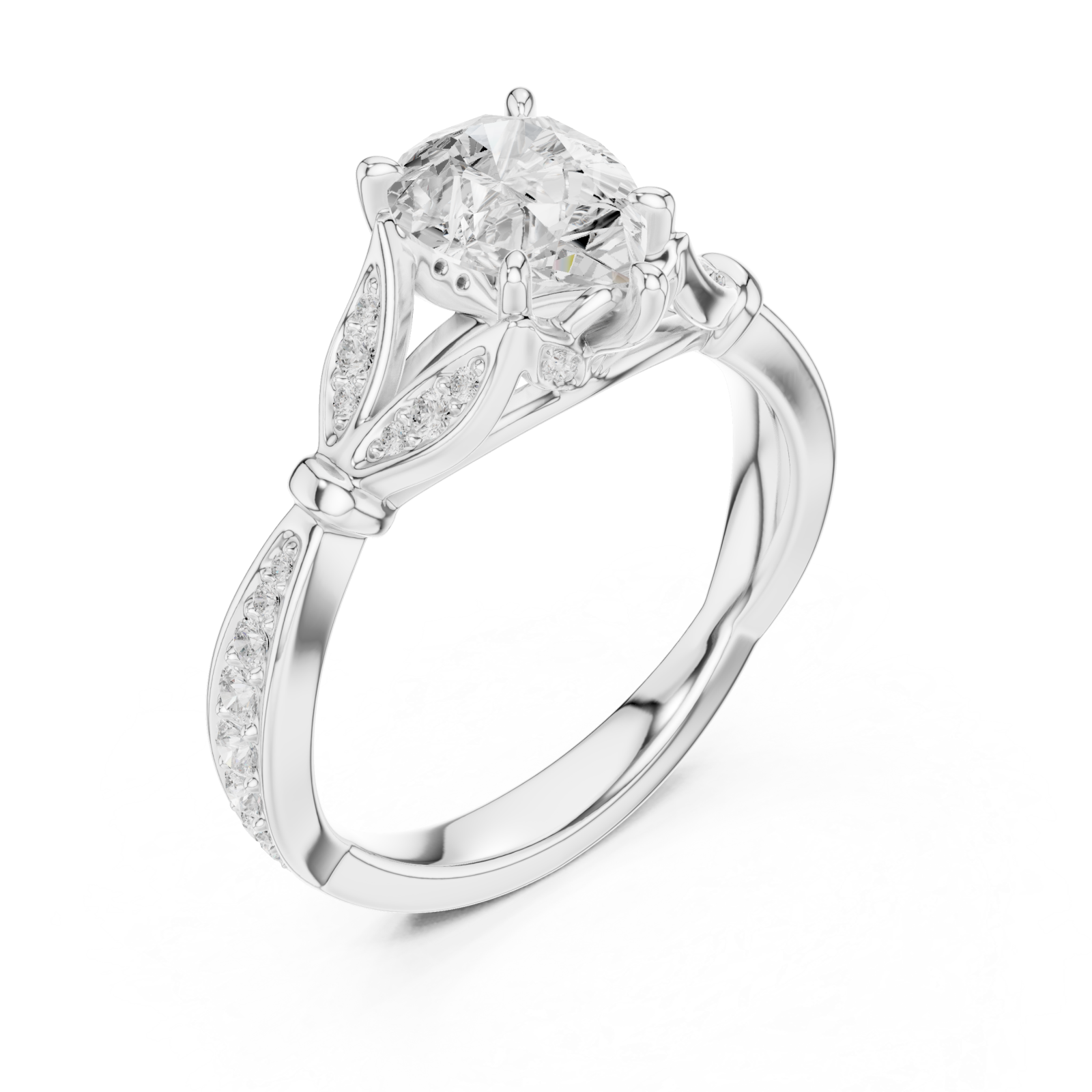  White Gold Celestial Crest Ring Right View