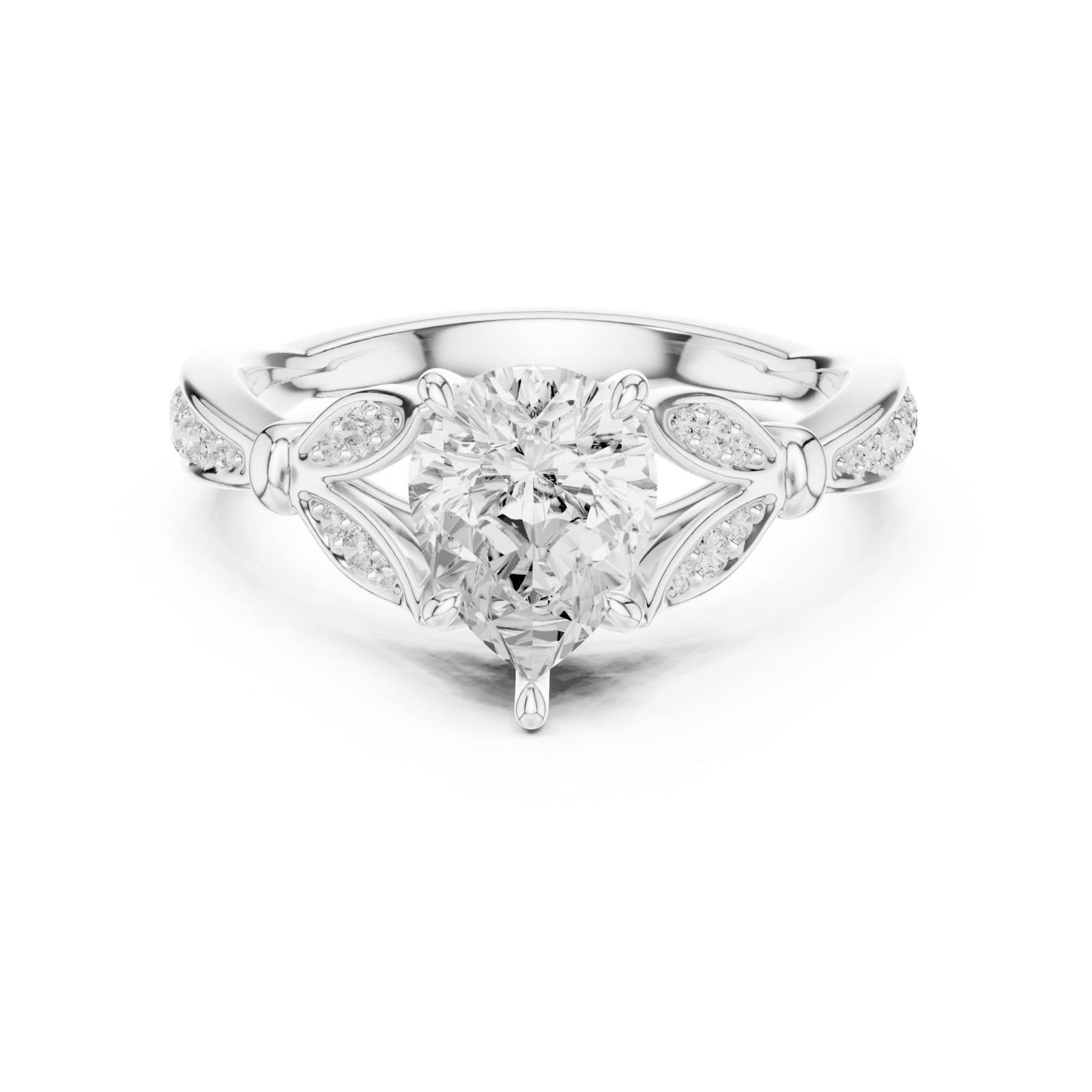  White Gold Celestial Crest Ring Front View
