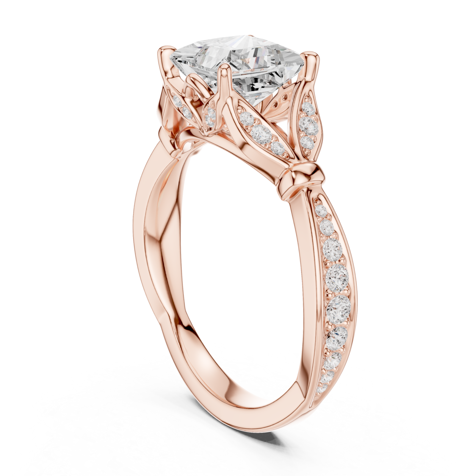  Rose Gold Opulent Harmony Solitaire Ring Left View