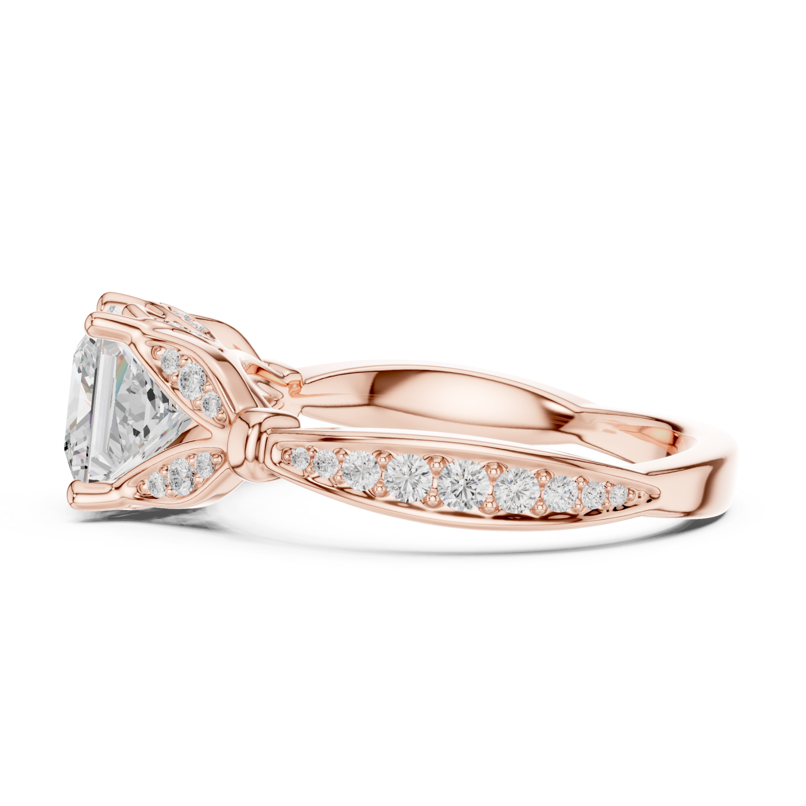 Rose Gold Opulent Harmony Solitaire Ring Side View