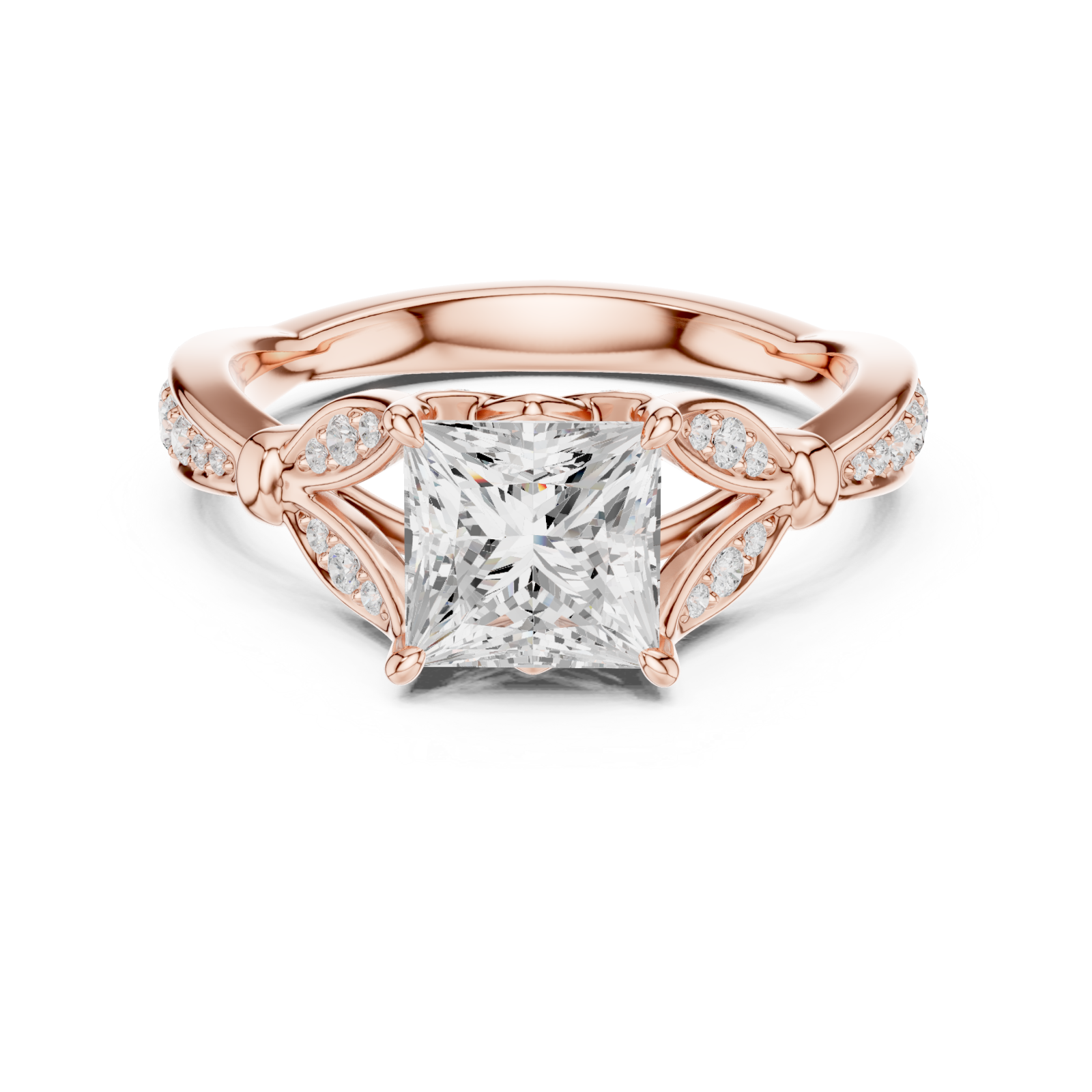  Rose Gold Opulent Harmony Solitaire Ring Front View