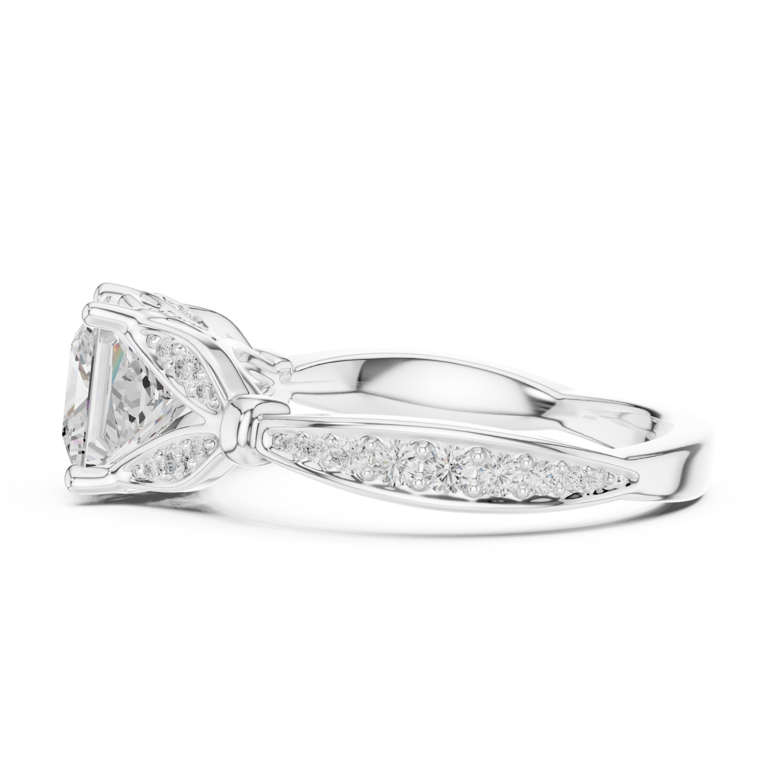  White Gold Opulent Harmony Solitaire Ring Side View