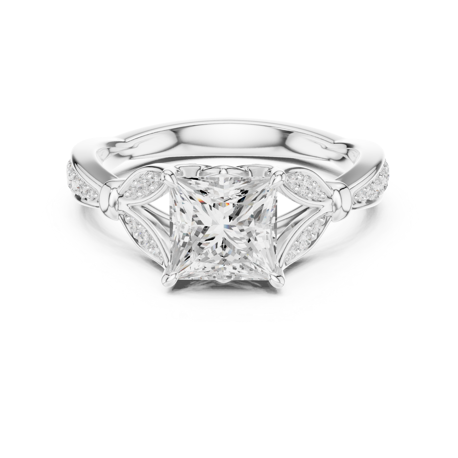  White Gold Opulent Harmony Solitaire Ring Front View