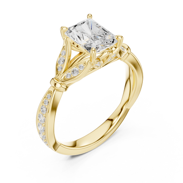 Gold Radiant Crest Solitaire Ring Right View