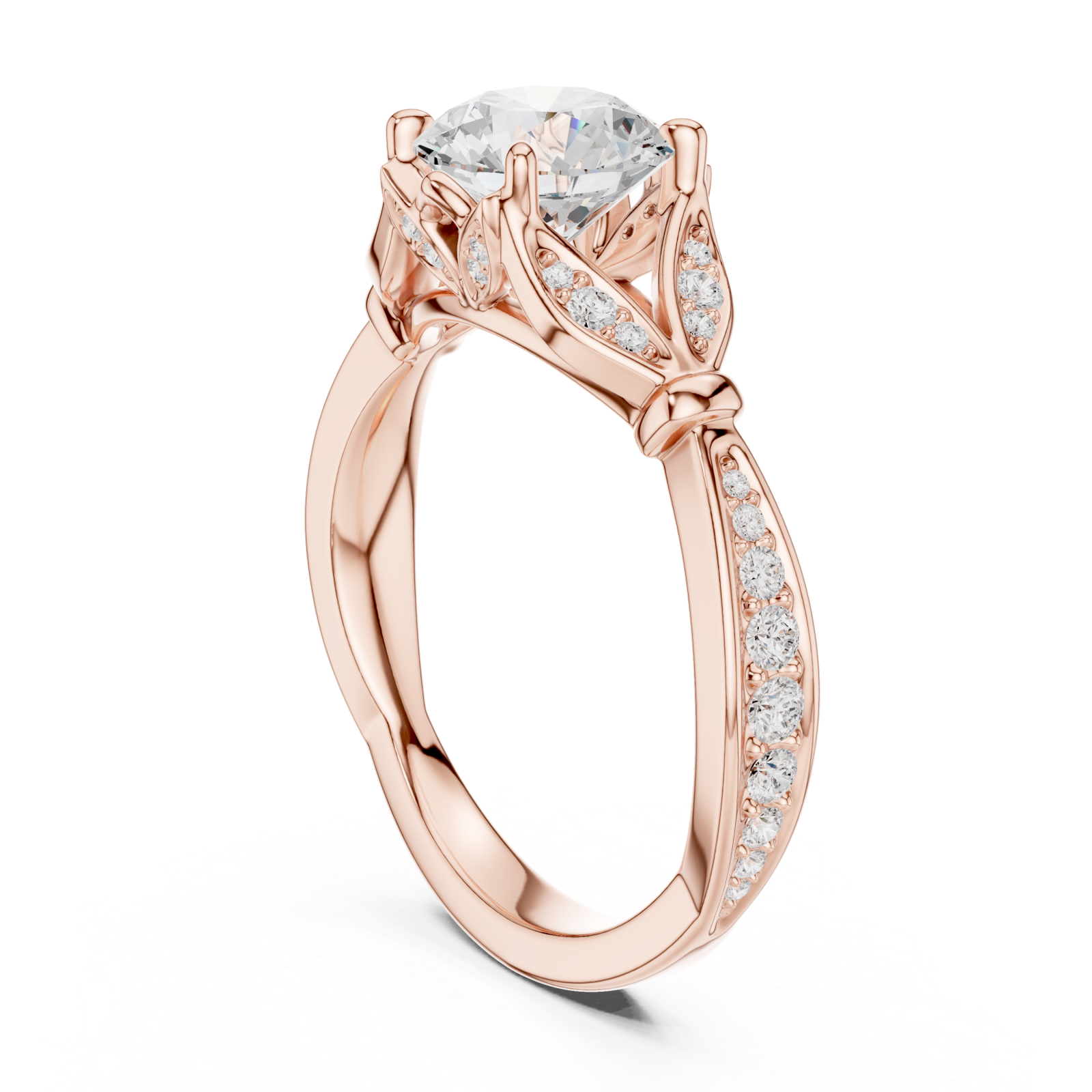  Rose Gold Celestial Lumina Solitaire Ring Left View