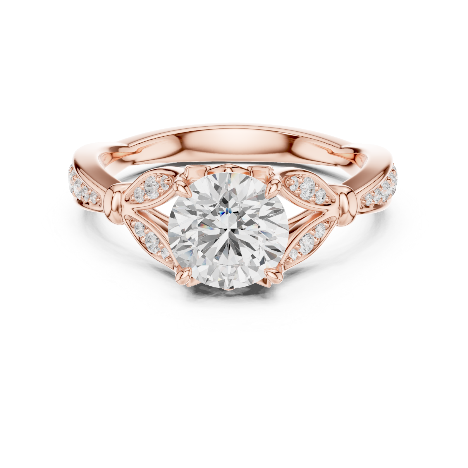  Rose Gold Celestial Lumina Solitaire Ring Front View