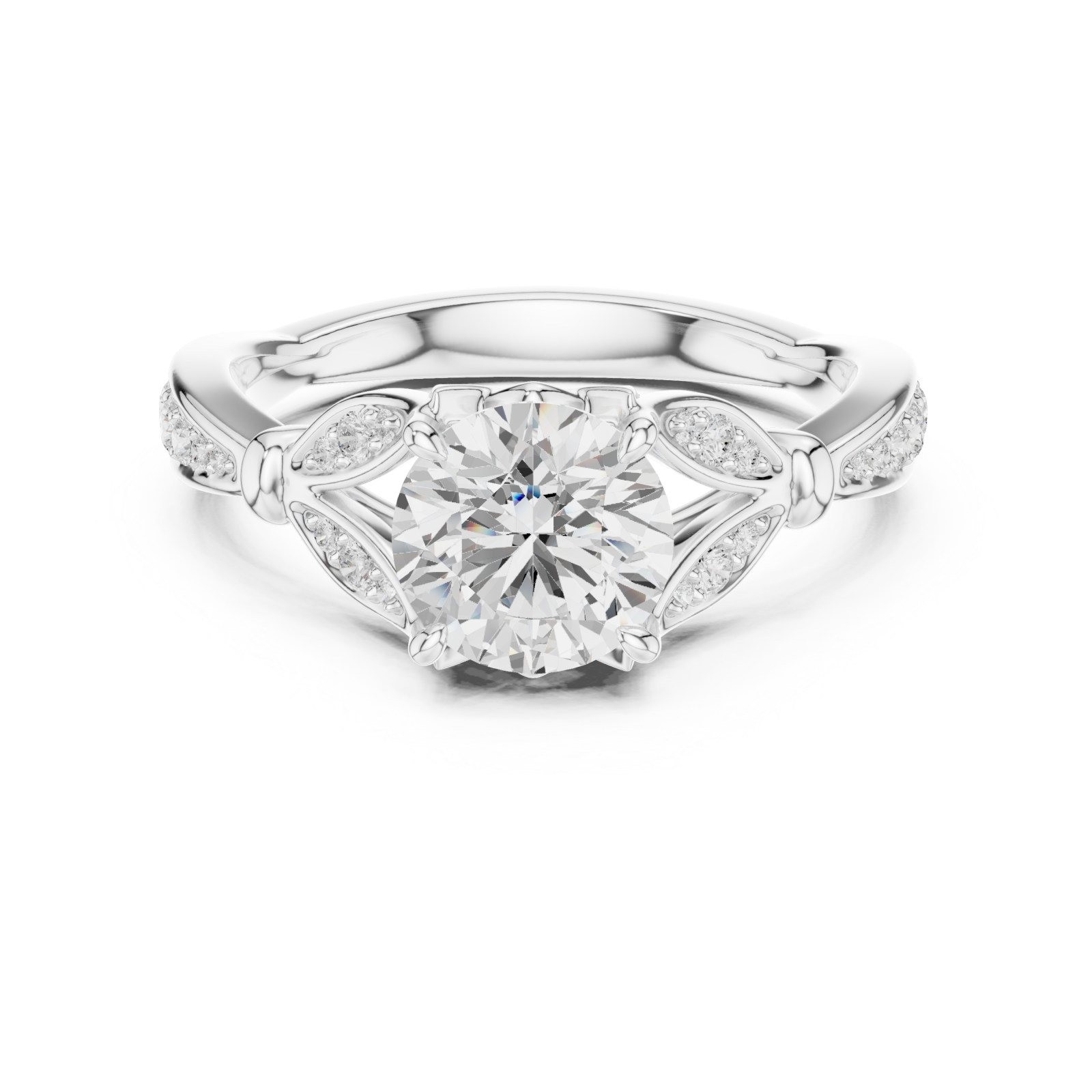  White Gold Celestial Lumina Solitaire Ring Front View