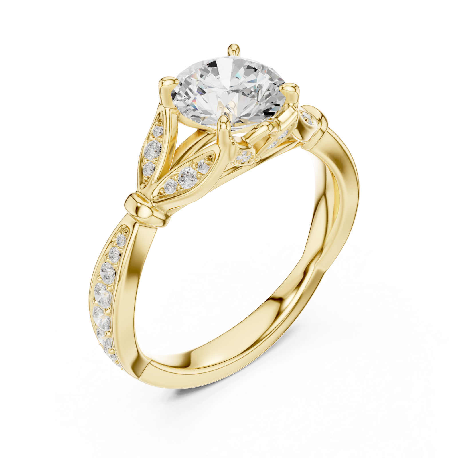 Gold Celestial Lumina Solitaire Ring Right View