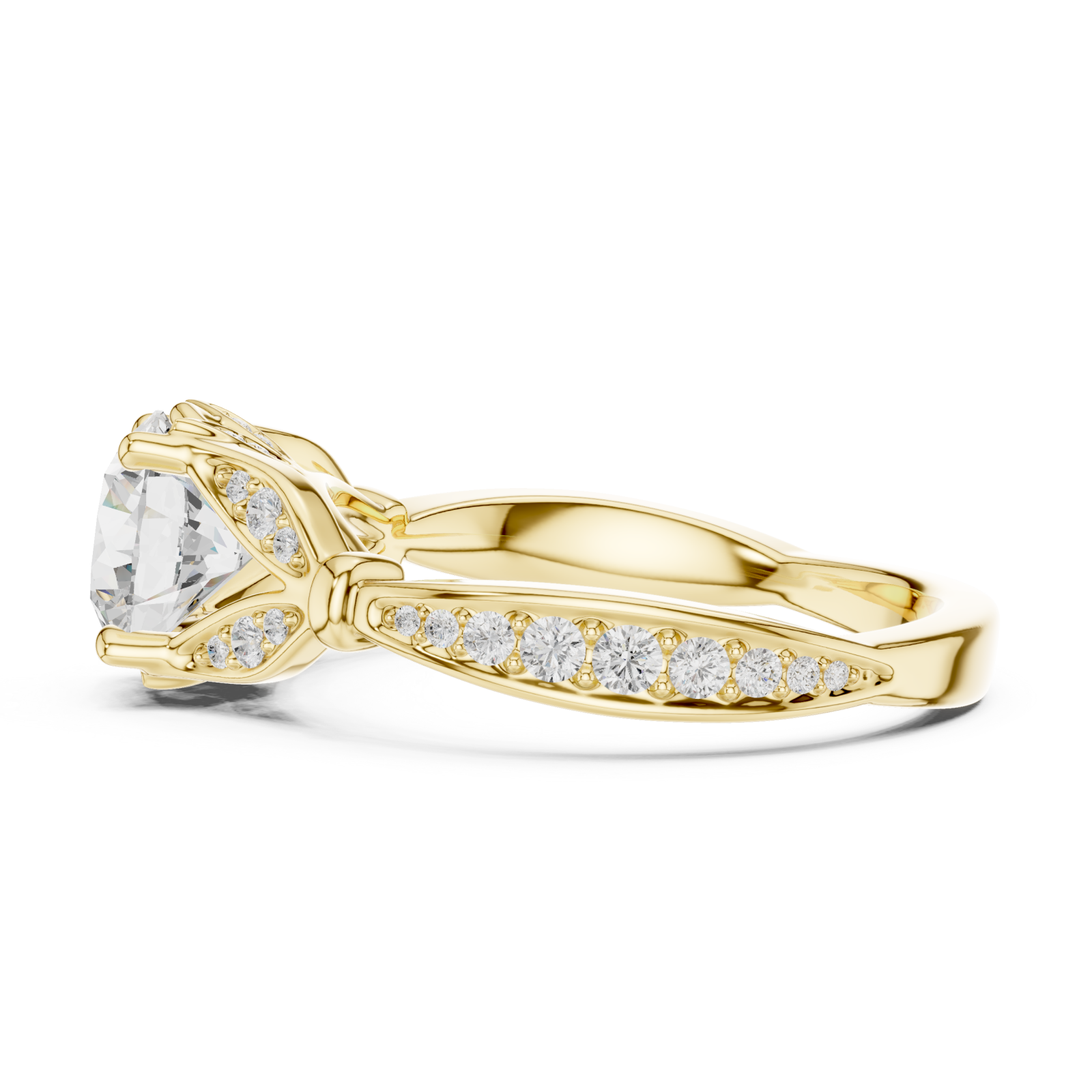 Gold Celestial Lumina Solitaire Ring Side View