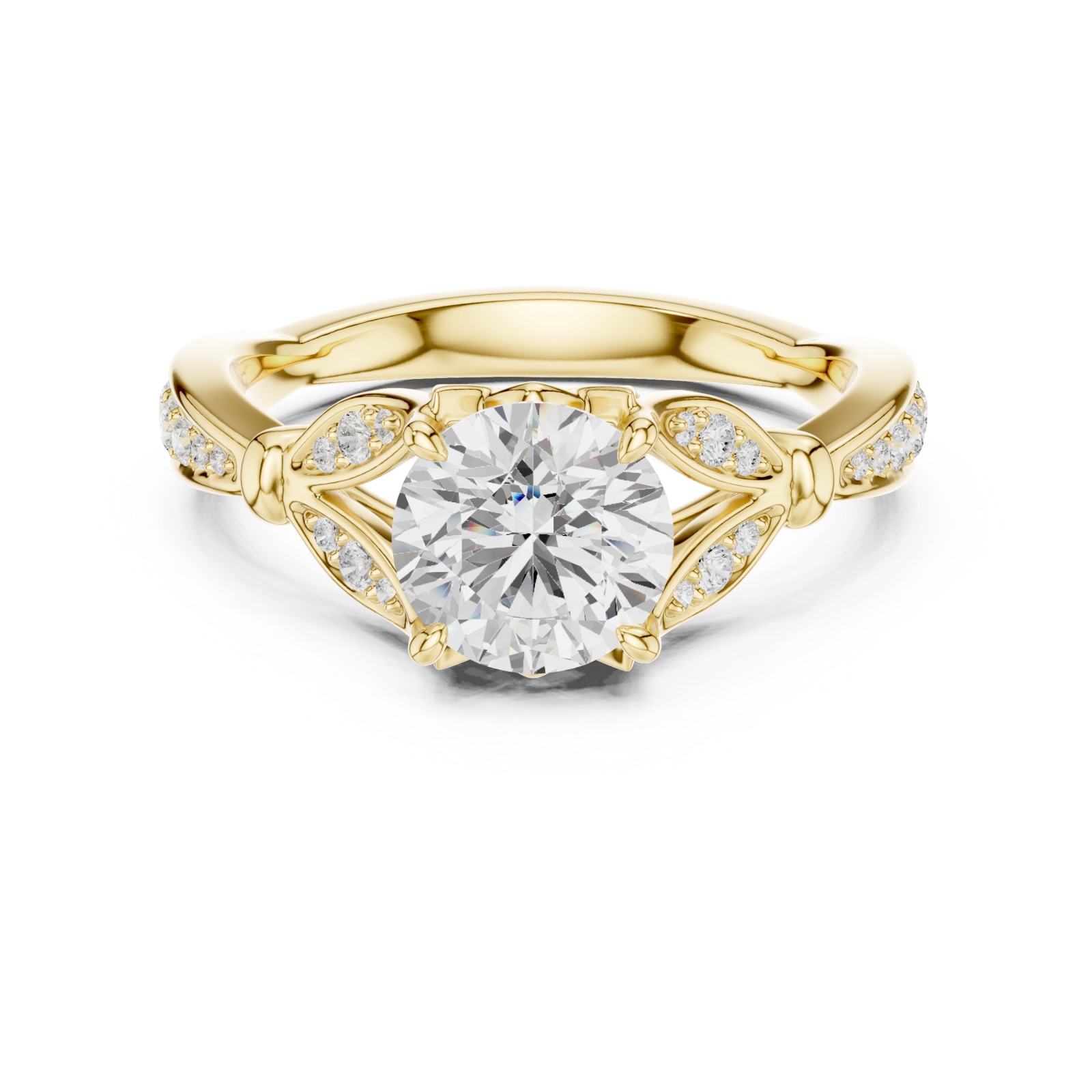 Gold Celestial Lumina Solitaire Ring Front View