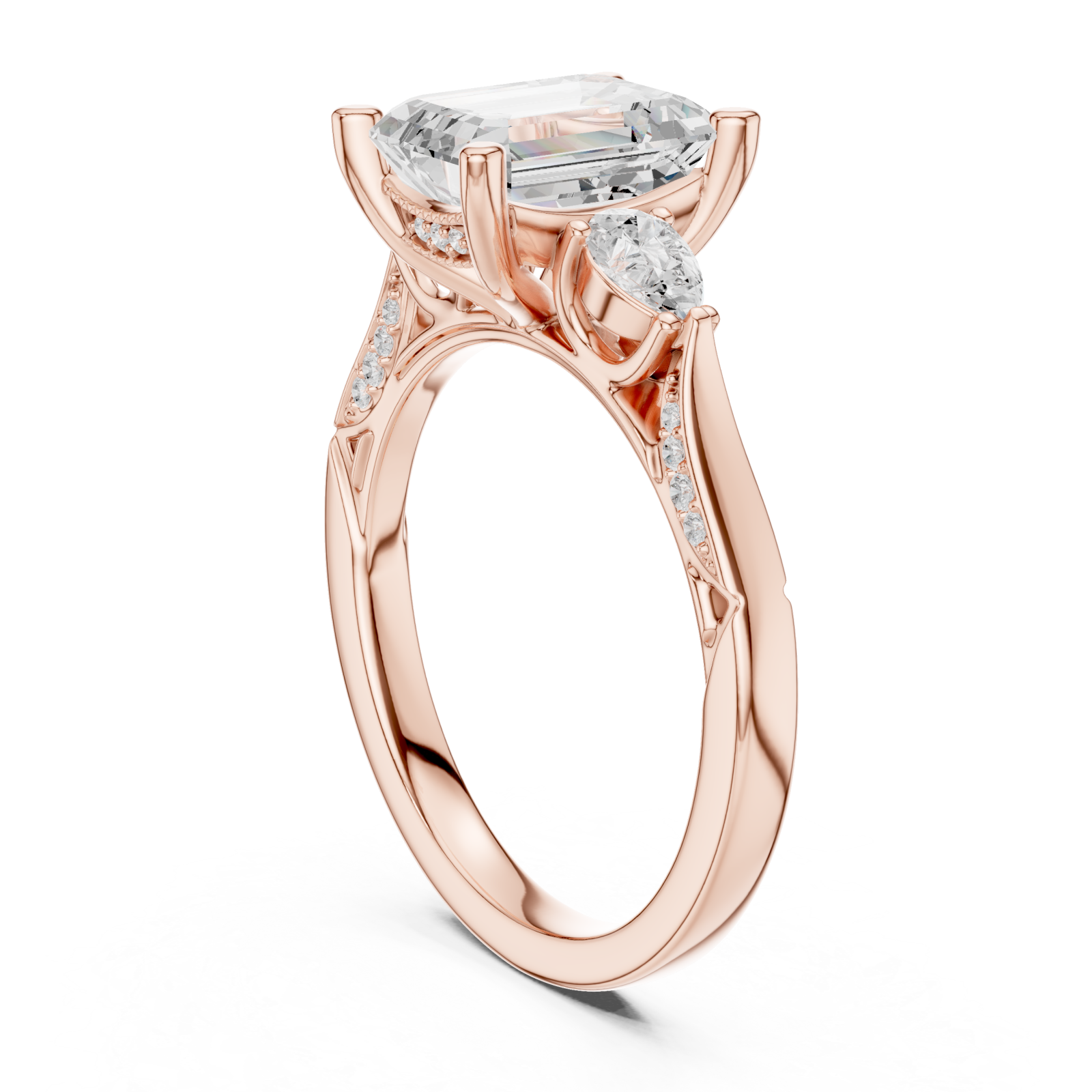  Rose Gold Radiant Muse Halo Ring Left View