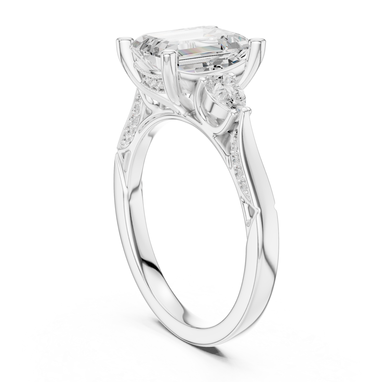  White Gold Radiant Muse Halo Ring Left View