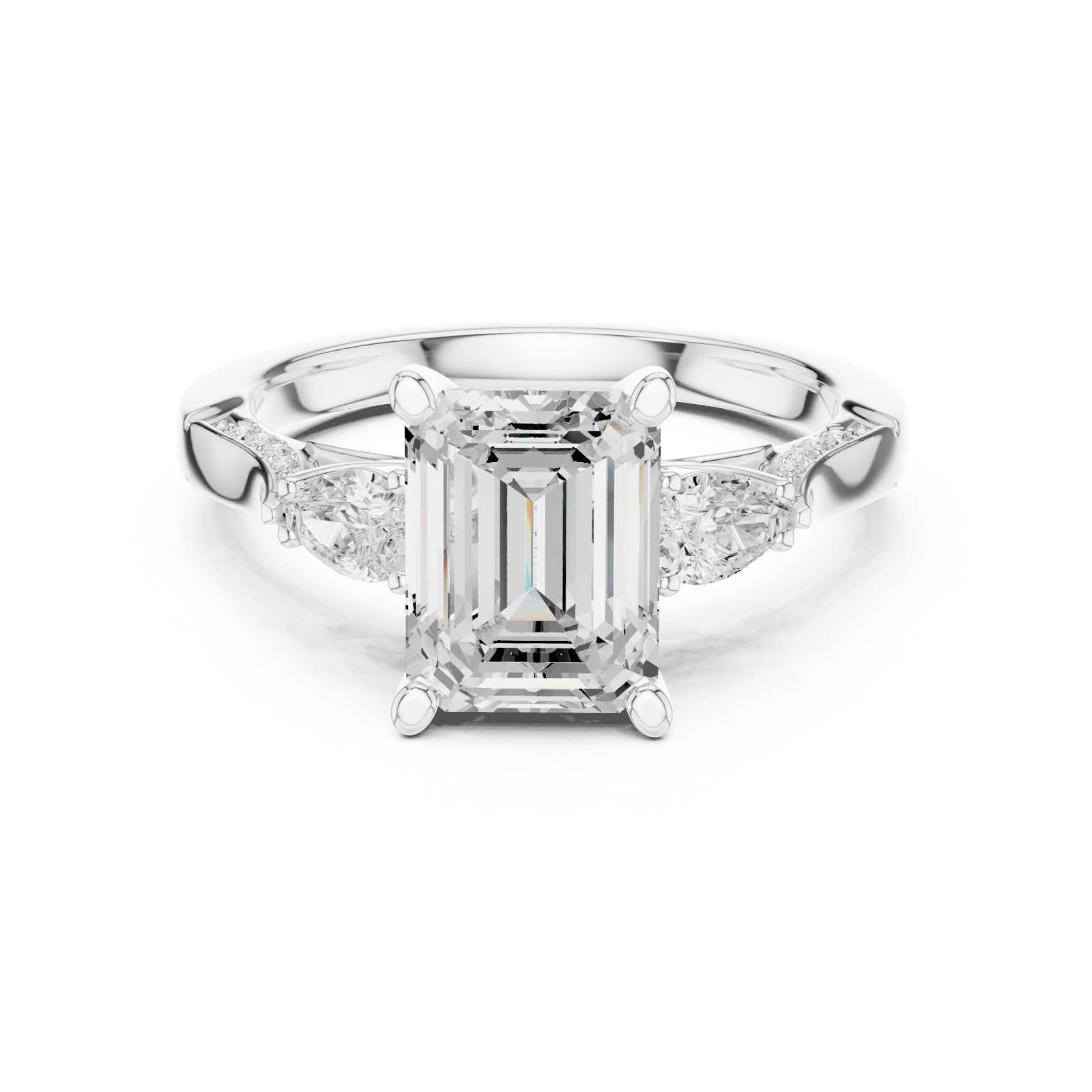  White Gold Radiant Muse Halo Ring Front View
