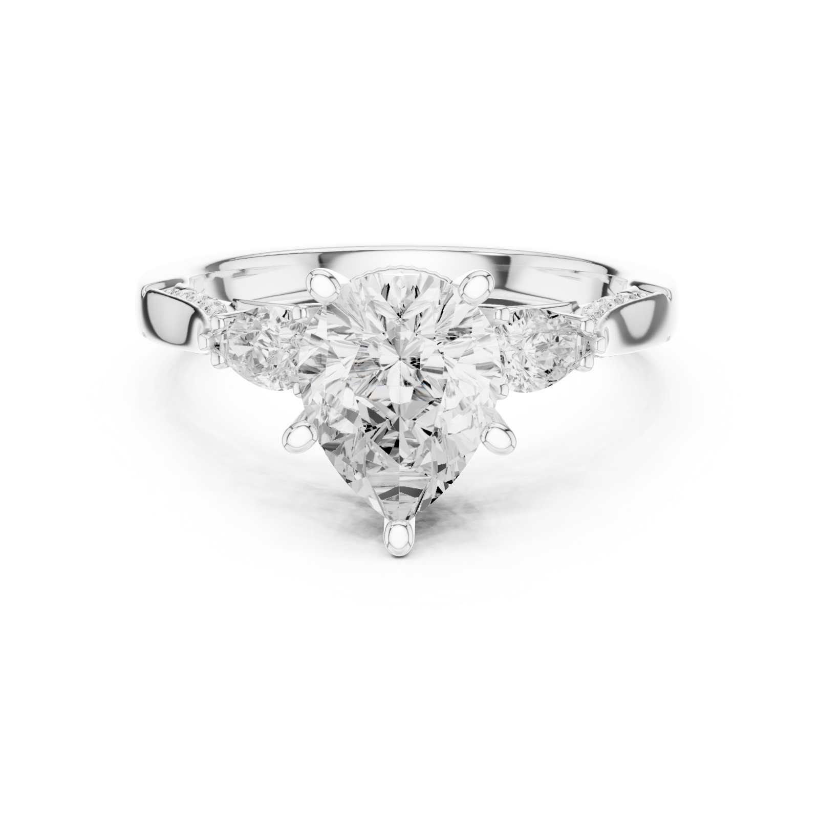  White Gold Radiant Whisper Aurora Ring Front View