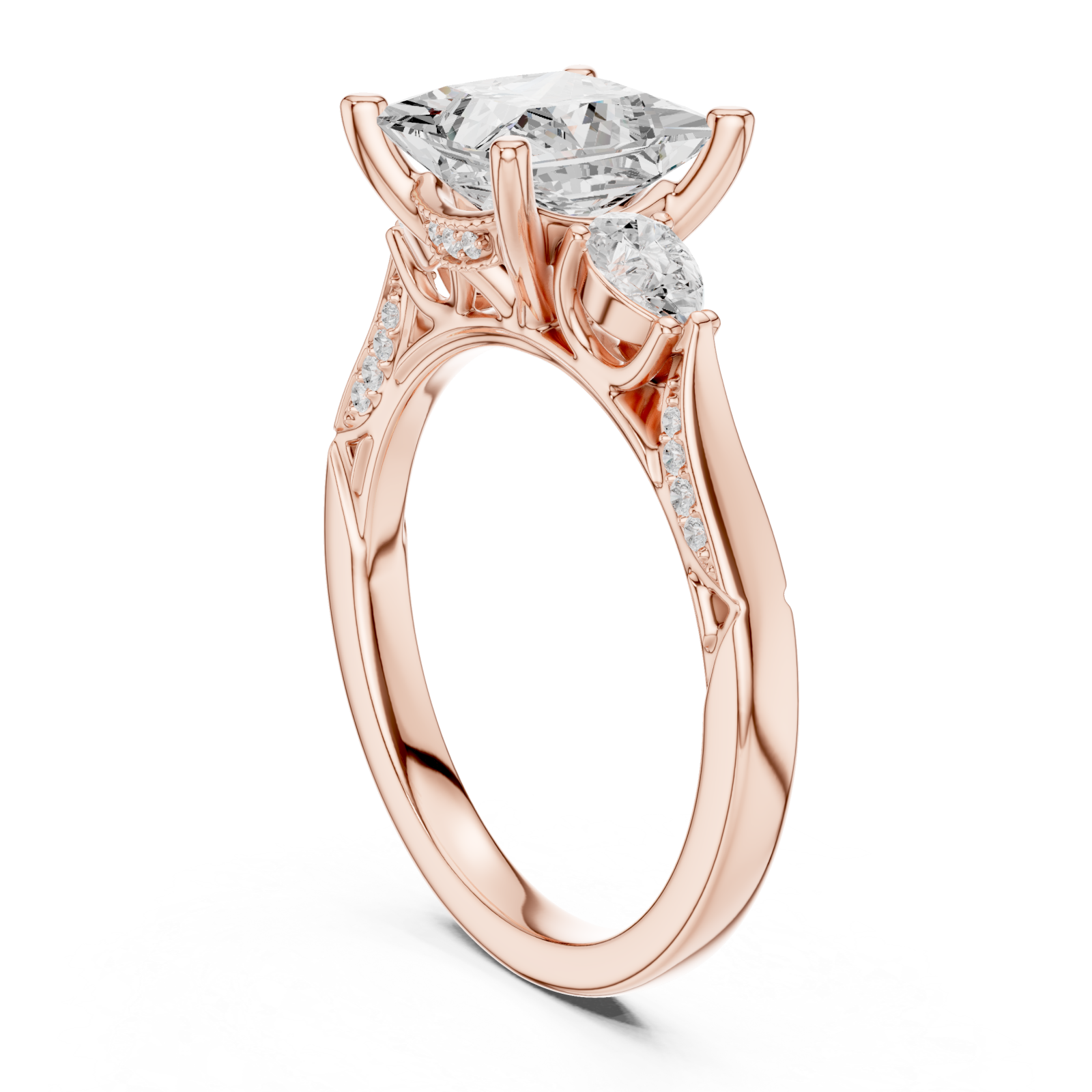  Rose Gold Majestic Radiance Crown Ring Left View