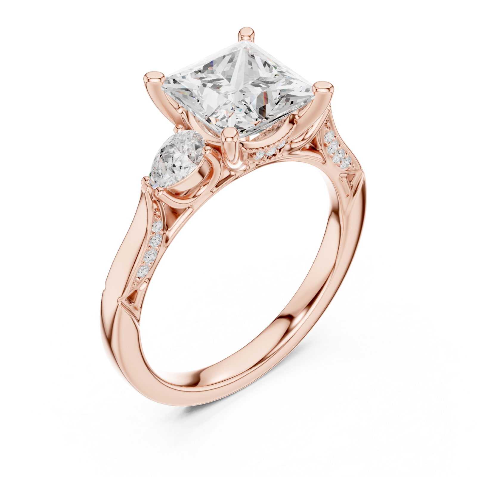  Rose Gold Majestic Radiance Crown Ring Right View