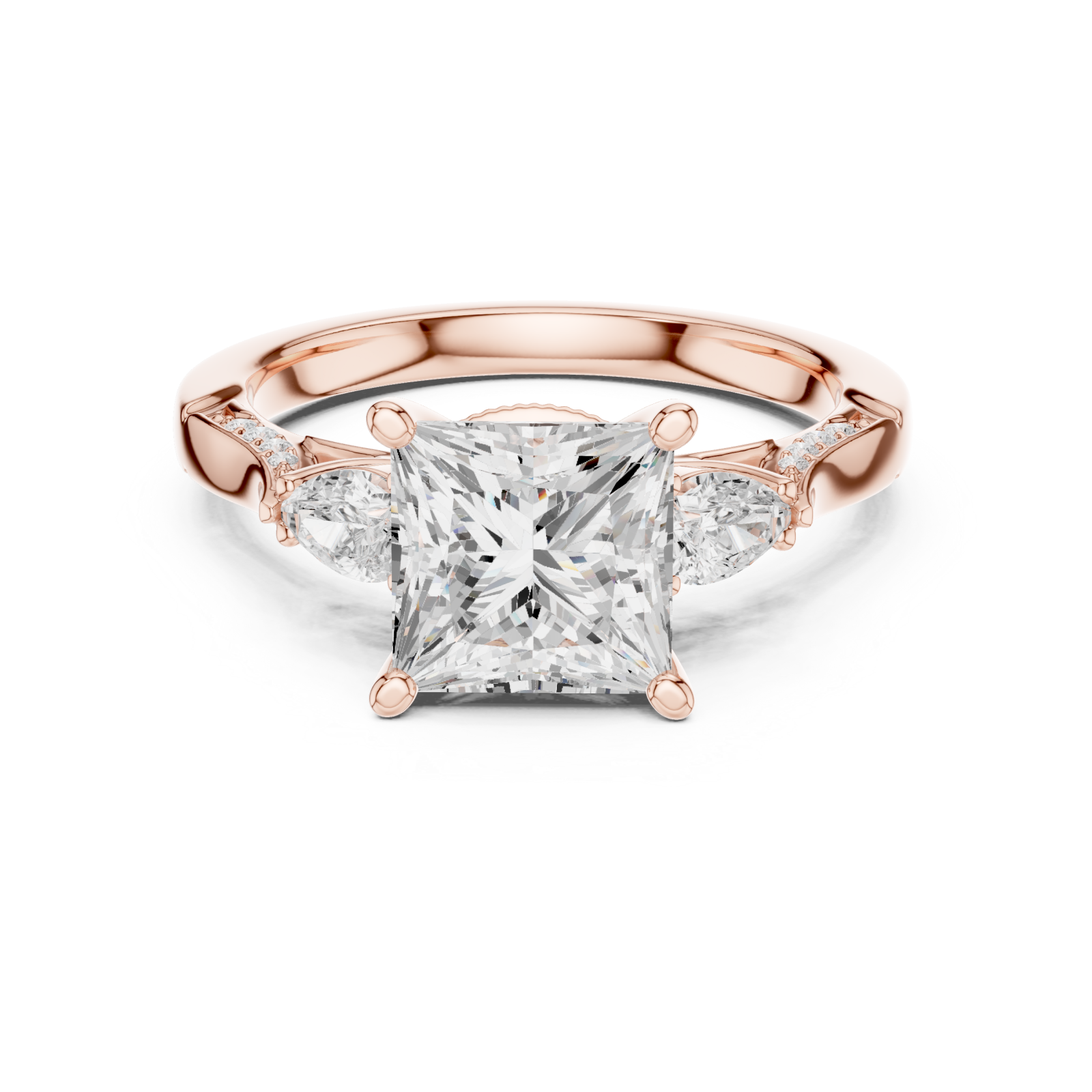  Rose Gold Majestic Radiance Crown Ring Front View