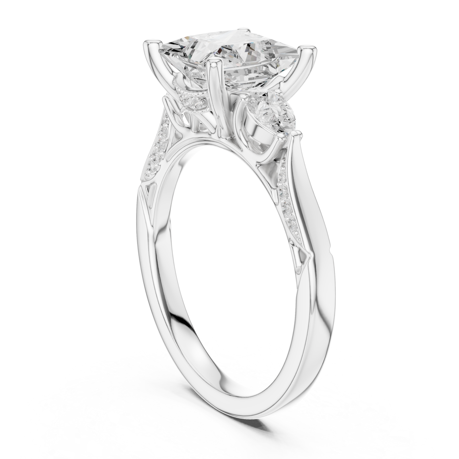  White Gold Majestic Radiance Crown Ring Left View